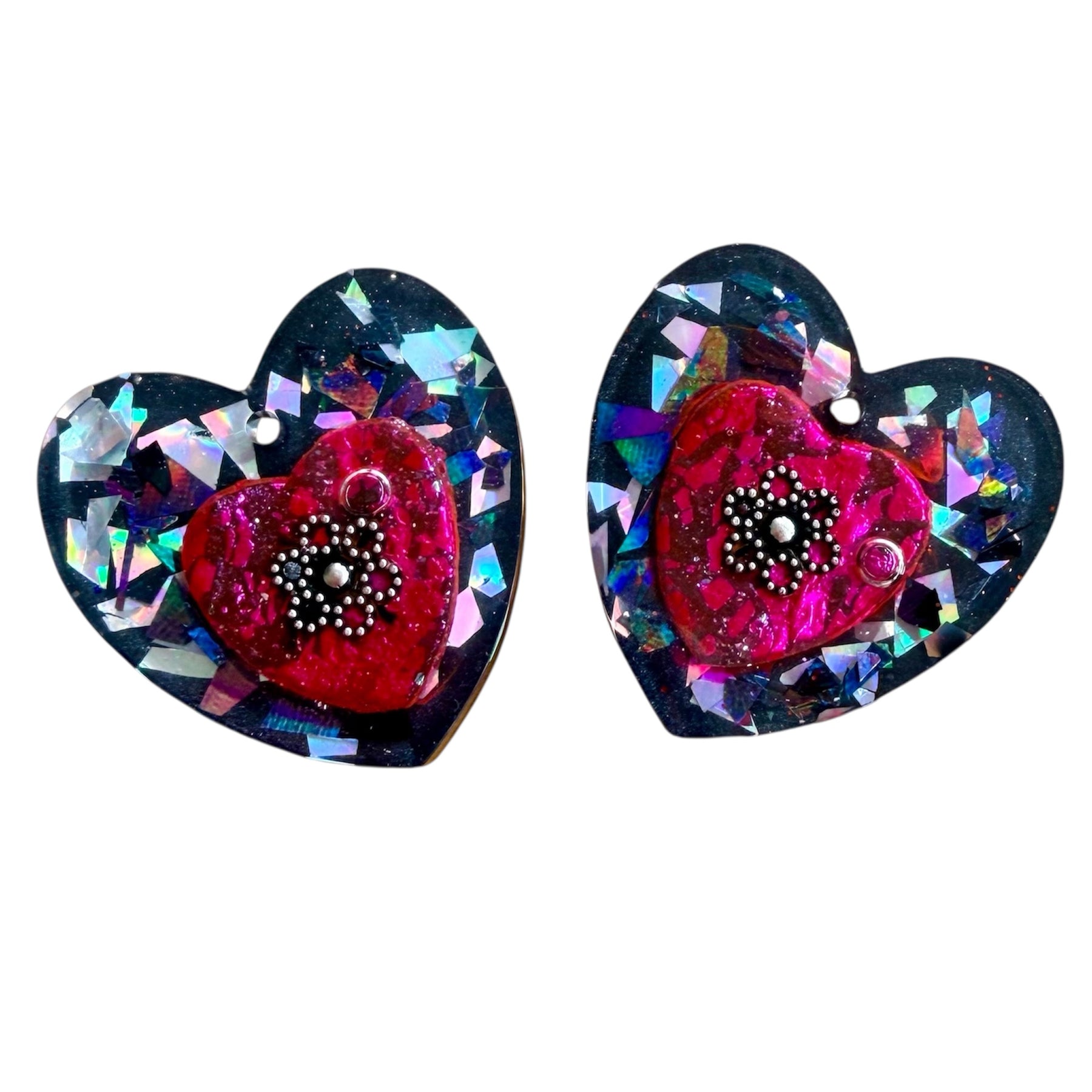 Pink And Silver Heart Pocket Hug