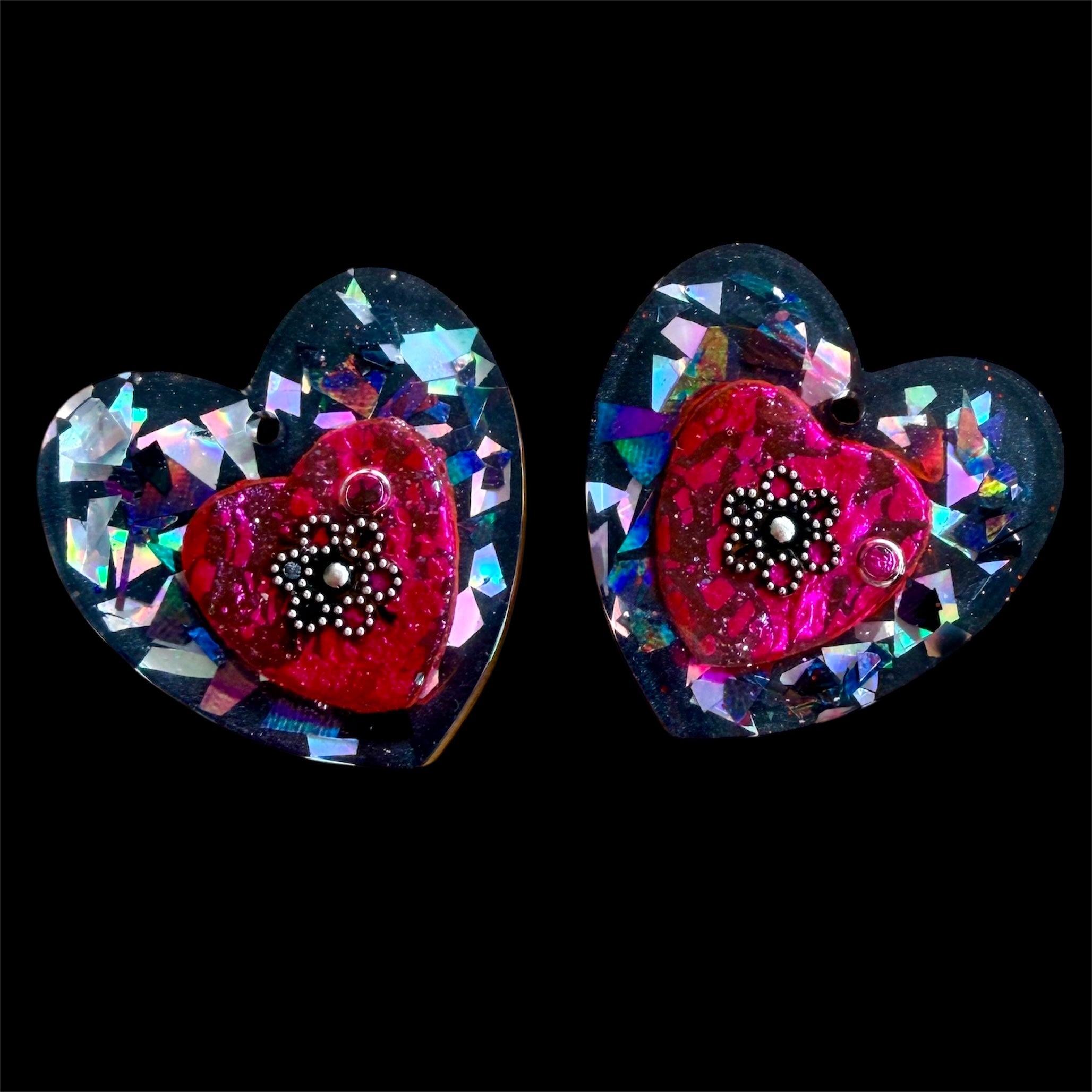 Pink And Silver Heart Pocket Hug