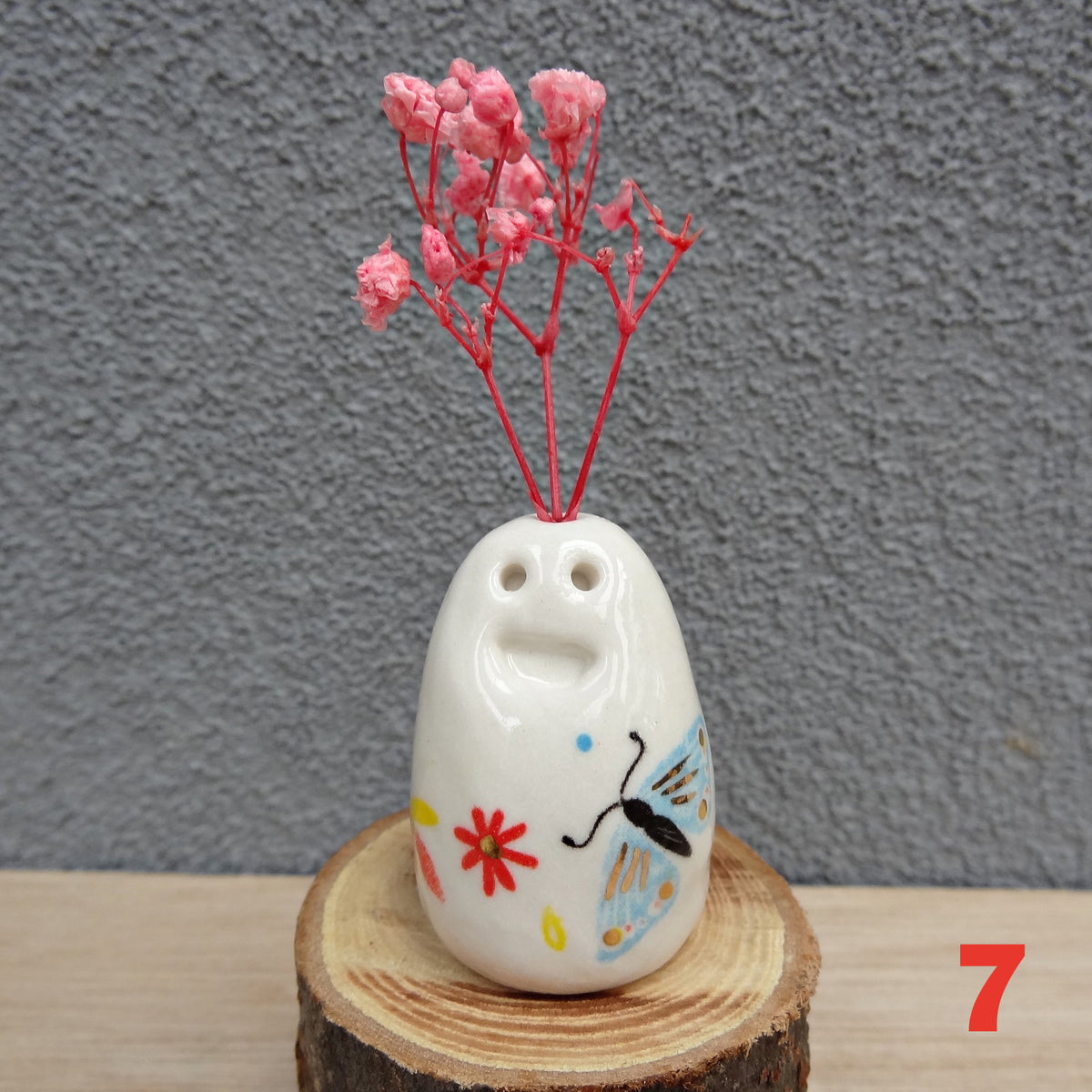 Flower Pebble Pets - Cute ceramic desk buddy - Mini pottery collectable