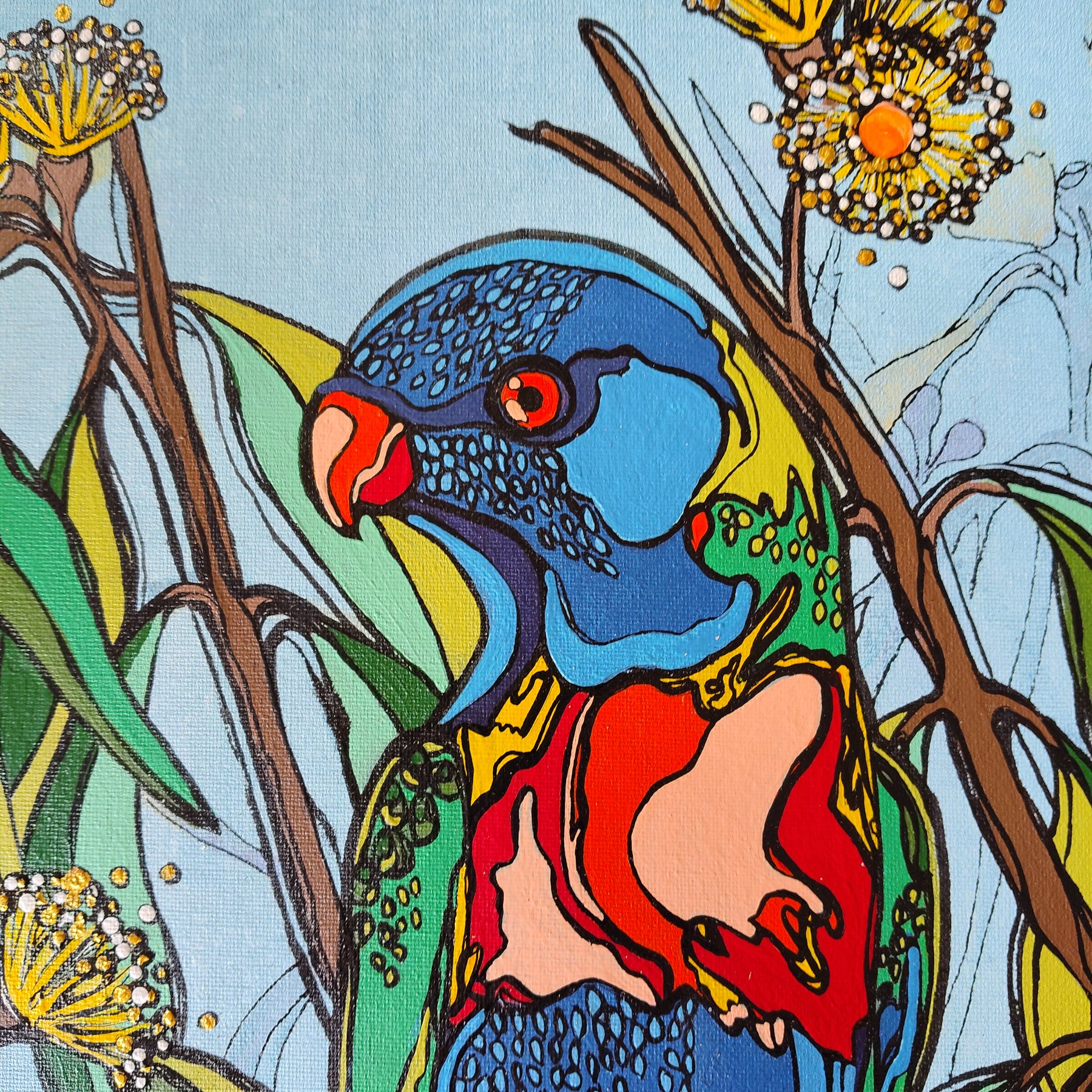 A3 ORIGINAL ARTWORK - "Rainbow Nectar Nibbler" - Abstract Art