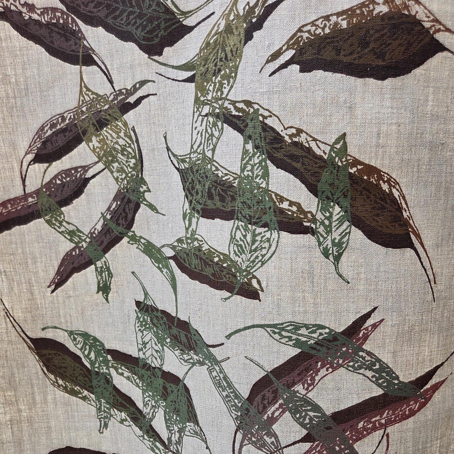 Hand screen printed Linen Tea Towels-Fallen Leaves