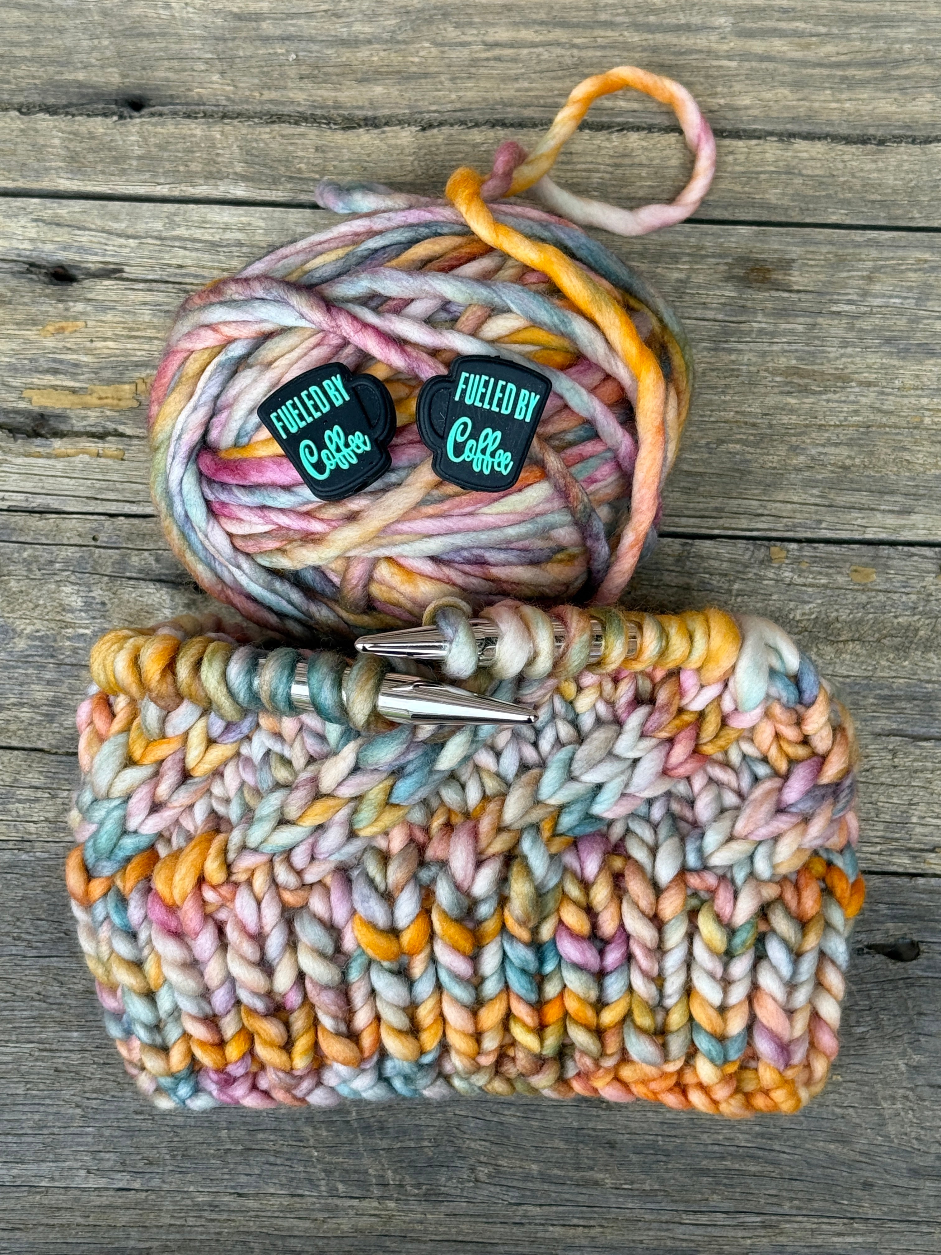 Hand Knitted Merino Beanie, Rainbow PomPom Beanie