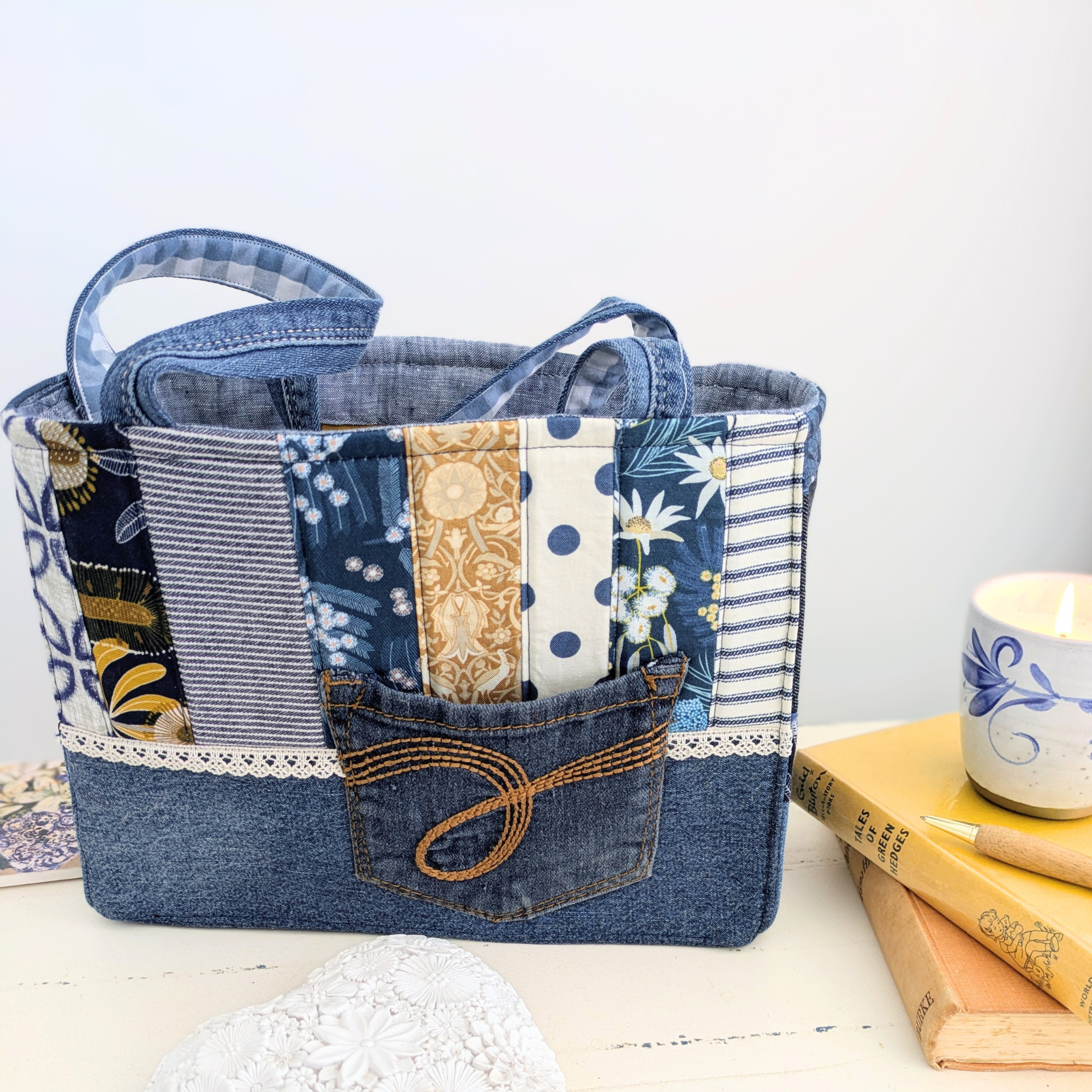 Chubby Tote, Shoulder bag, Upcycled Denim