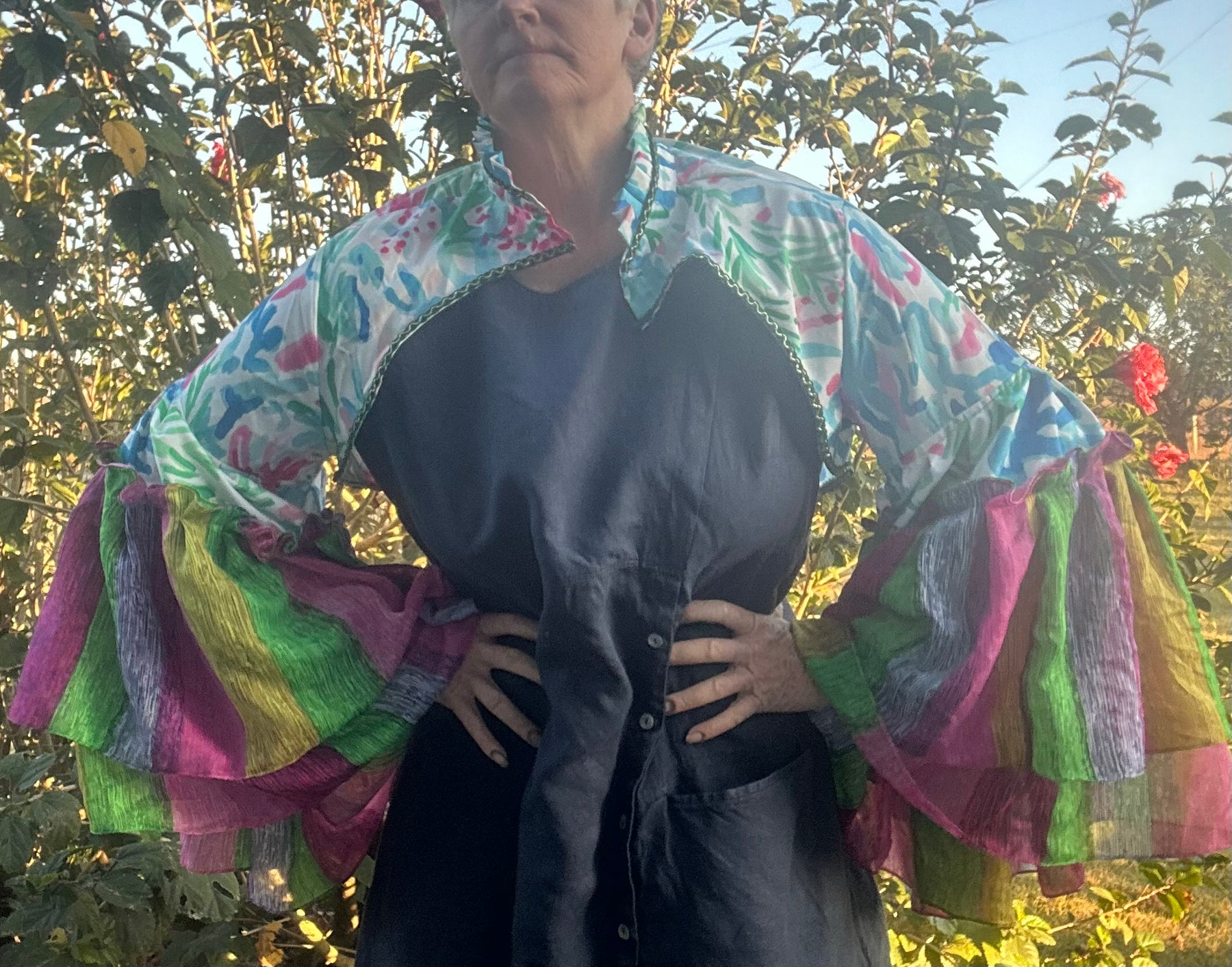 Upcycled Colourful Bolero Topper Full Sleeves