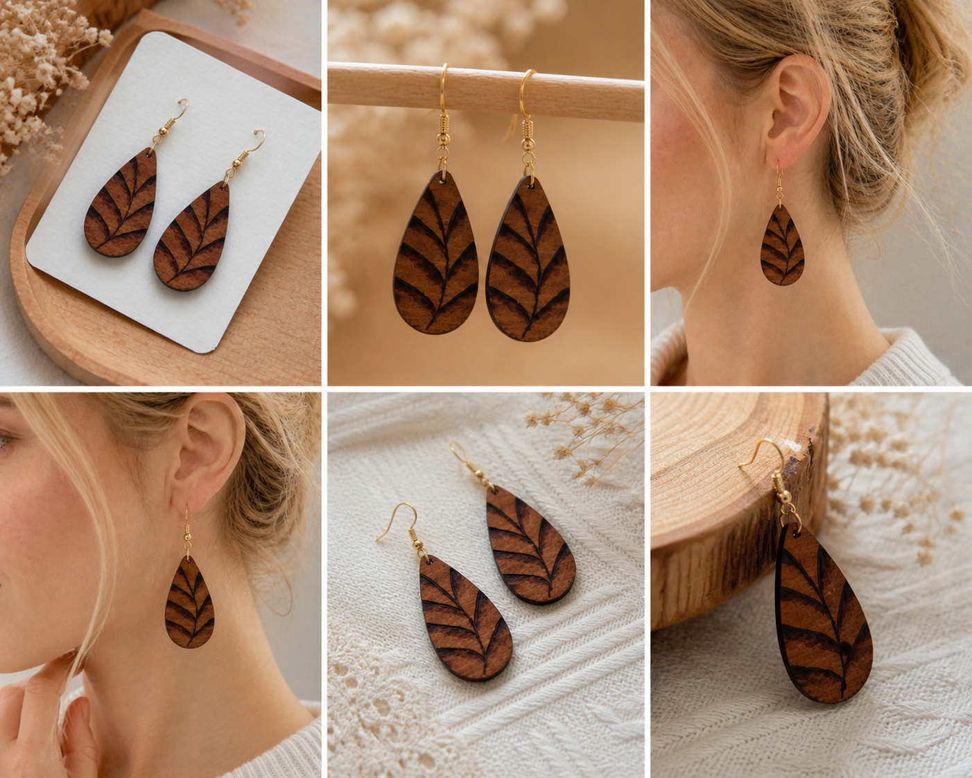 Leaf Wood Earrings