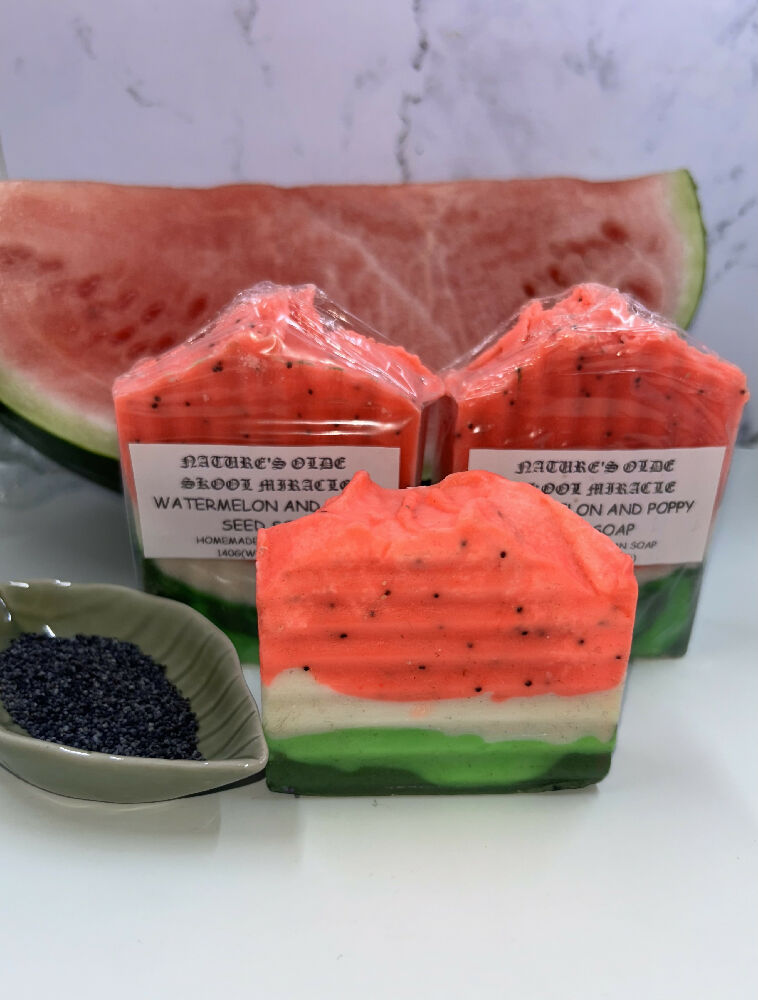 Watermelon and poppy seed soap