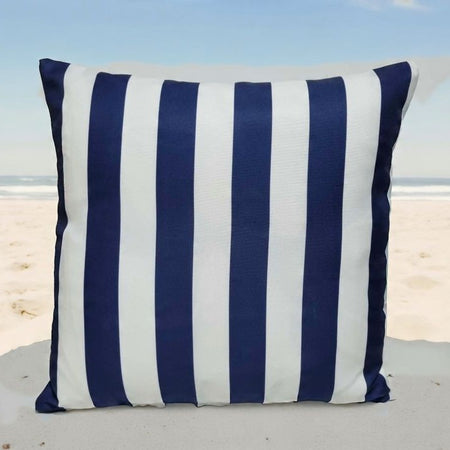 Blue and white striped outdoor cushion cover-Coastal 45x45cm