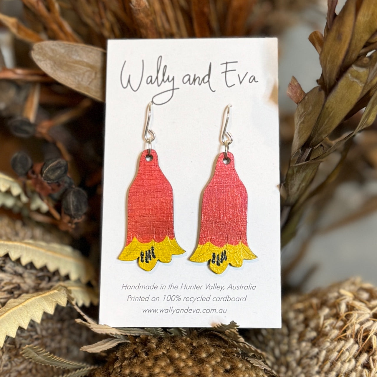 Christmas Bell Flower Hand Painted Earrings