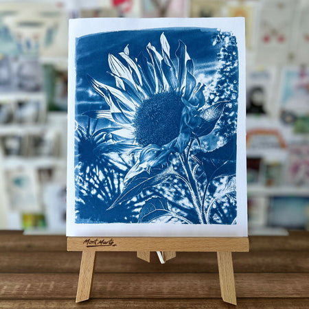 sunflower art print, original cyanotype 8x10 inches botanical art
