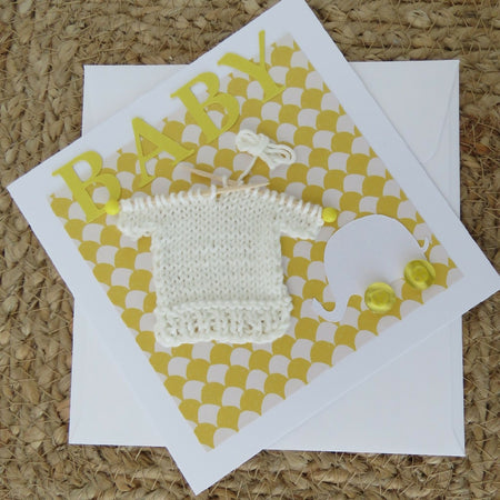 Baby Card - Yellow with waves