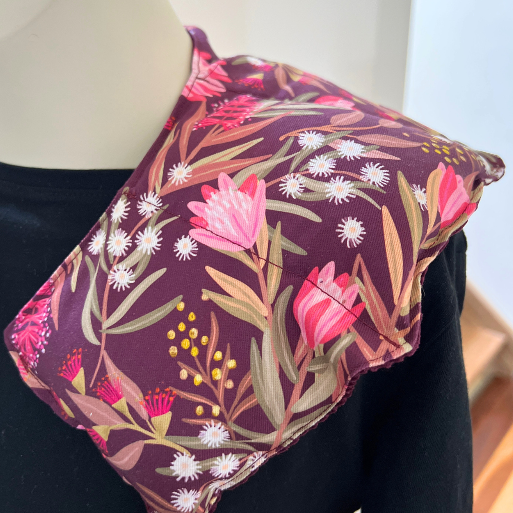 Origami-Inspired Curved Lavender Wheat Pack for Neck & Shoulders - Burgundy Banksia