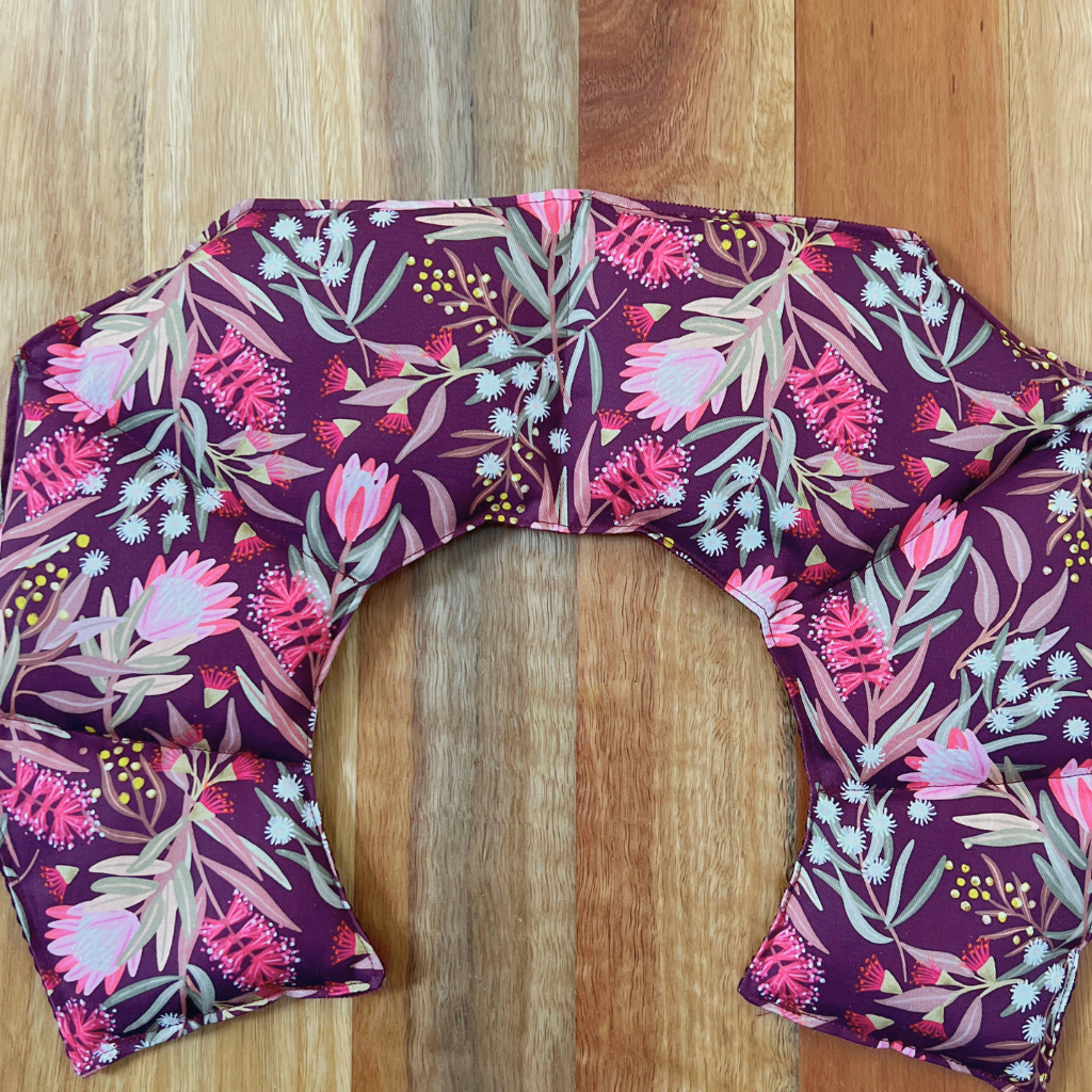 Origami-Inspired Curved Lavender Wheat Pack for Neck & Shoulders - Burgundy Banksia