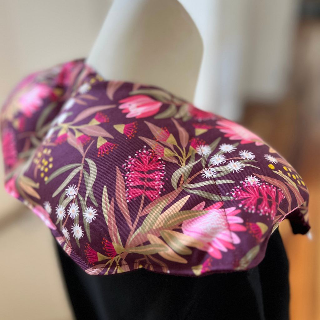 Origami-Inspired Curved Lavender Wheat Pack for Neck & Shoulders - Burgundy Banksia
