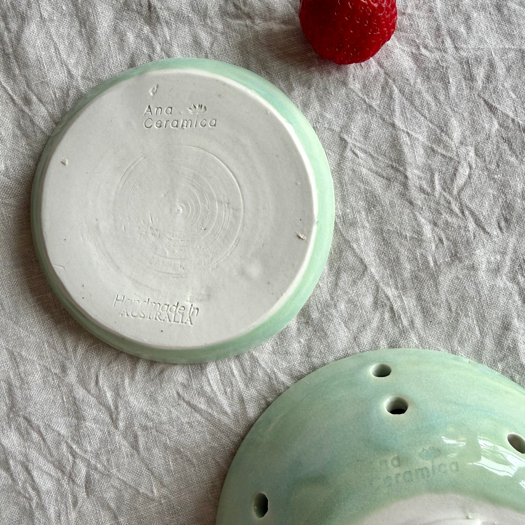 Handmade Porcelain Berry Bowl + Drip Plate