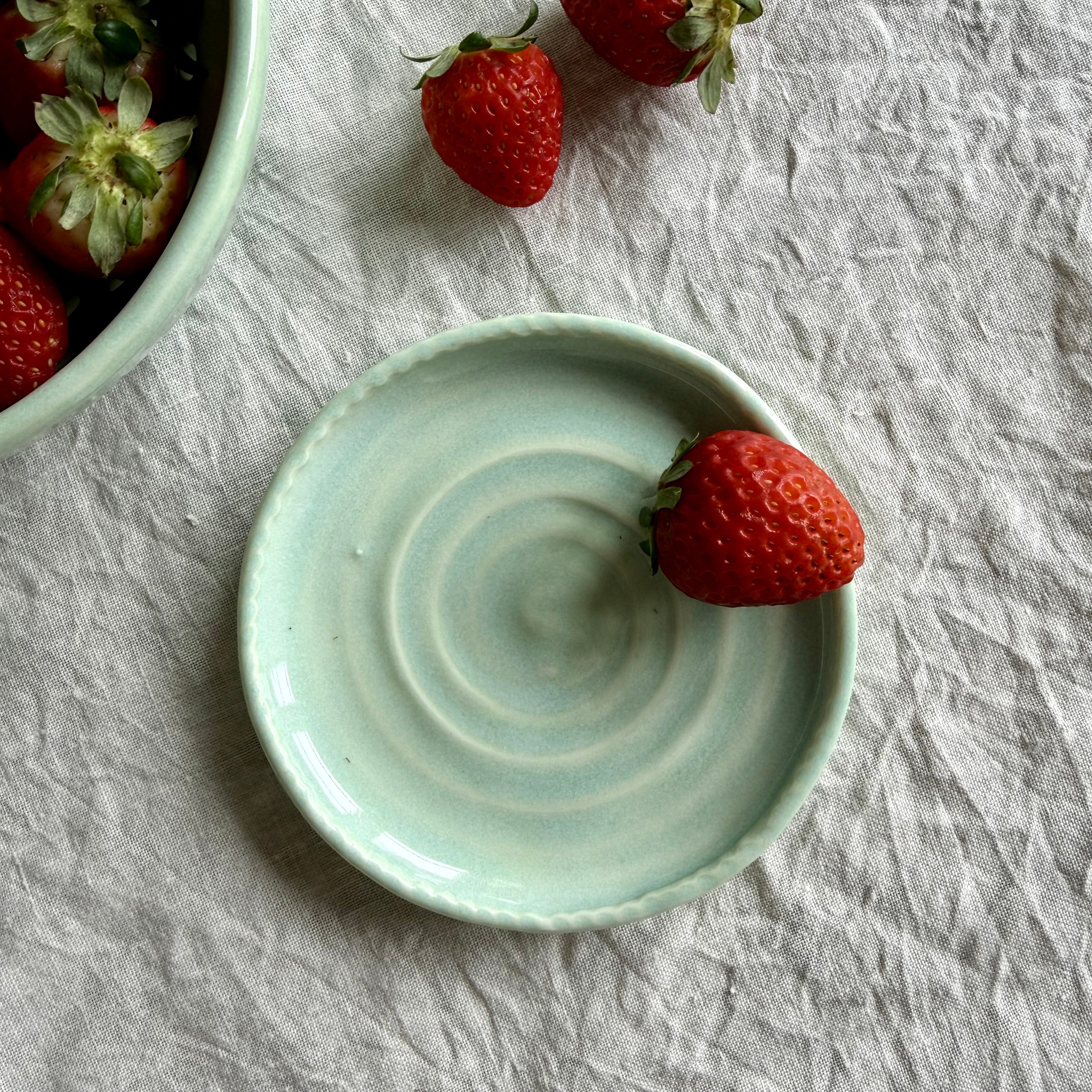 Handmade Porcelain Berry Bowl + Drip Plate