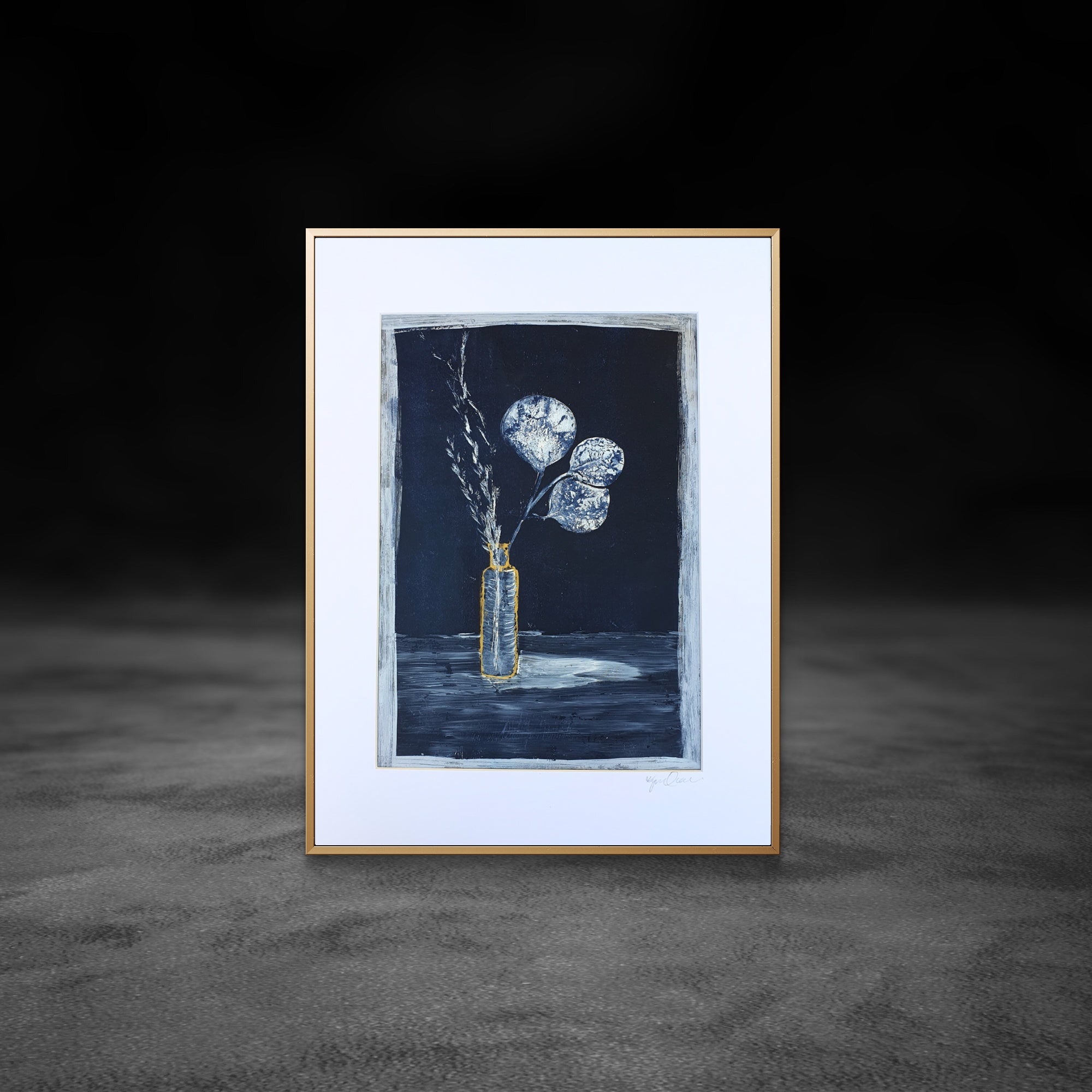 Gum leaves in vase | Acrylic monoprint on paper | Original artwork | A4