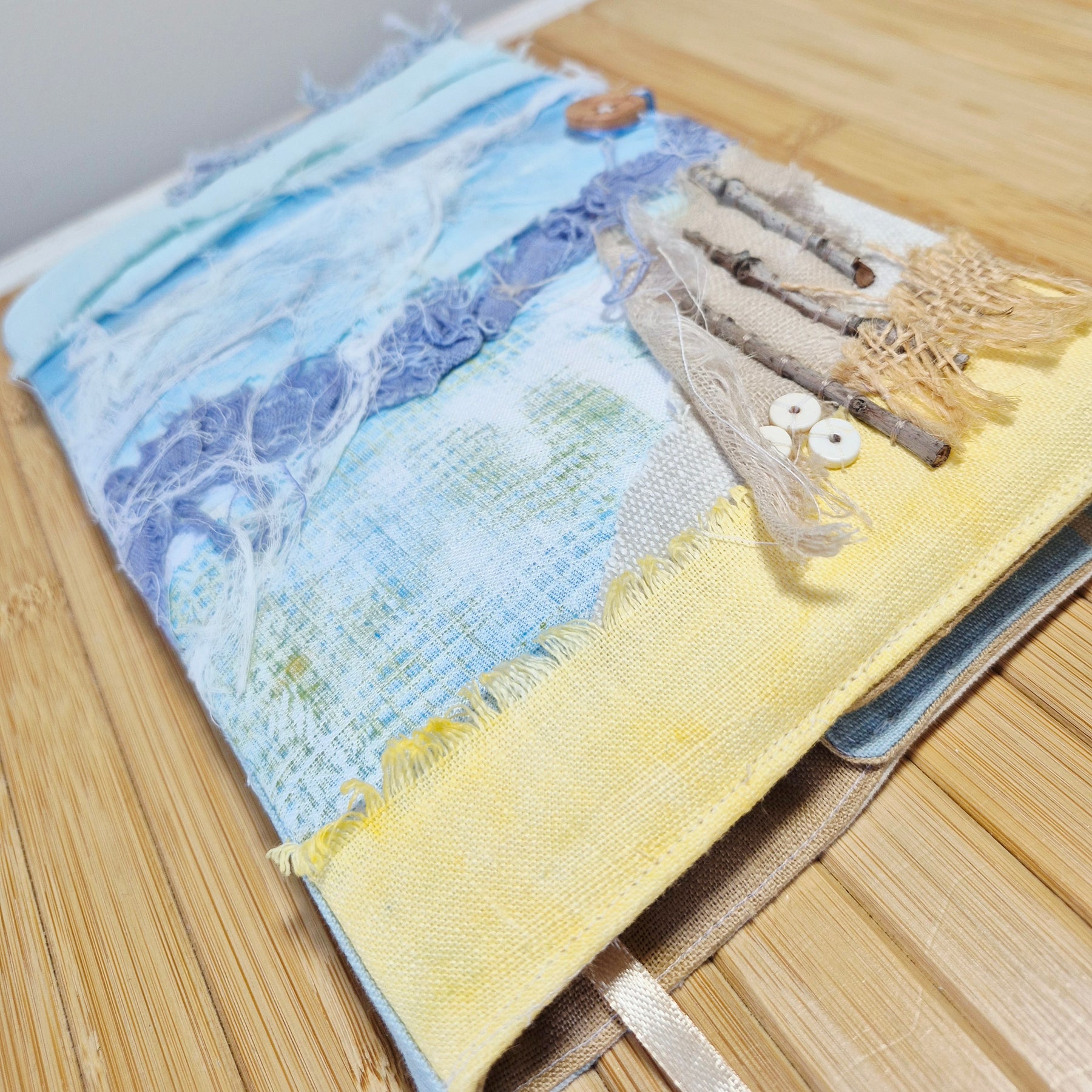 Mixed Media Beach Book Cover  with  Recycled Book and  Pen