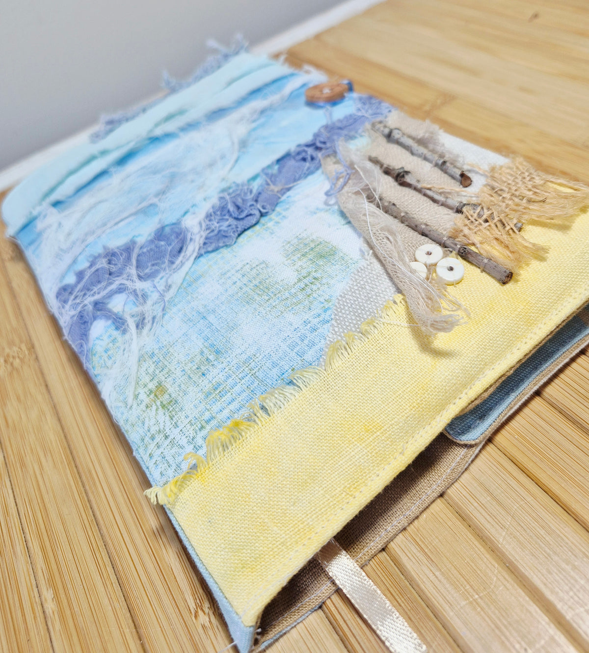 Mixed Media Beach Book Cover  with  Recycled Book and  Pen