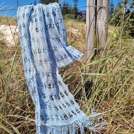 'Beyond the plain weave' collection blue cotton scarf