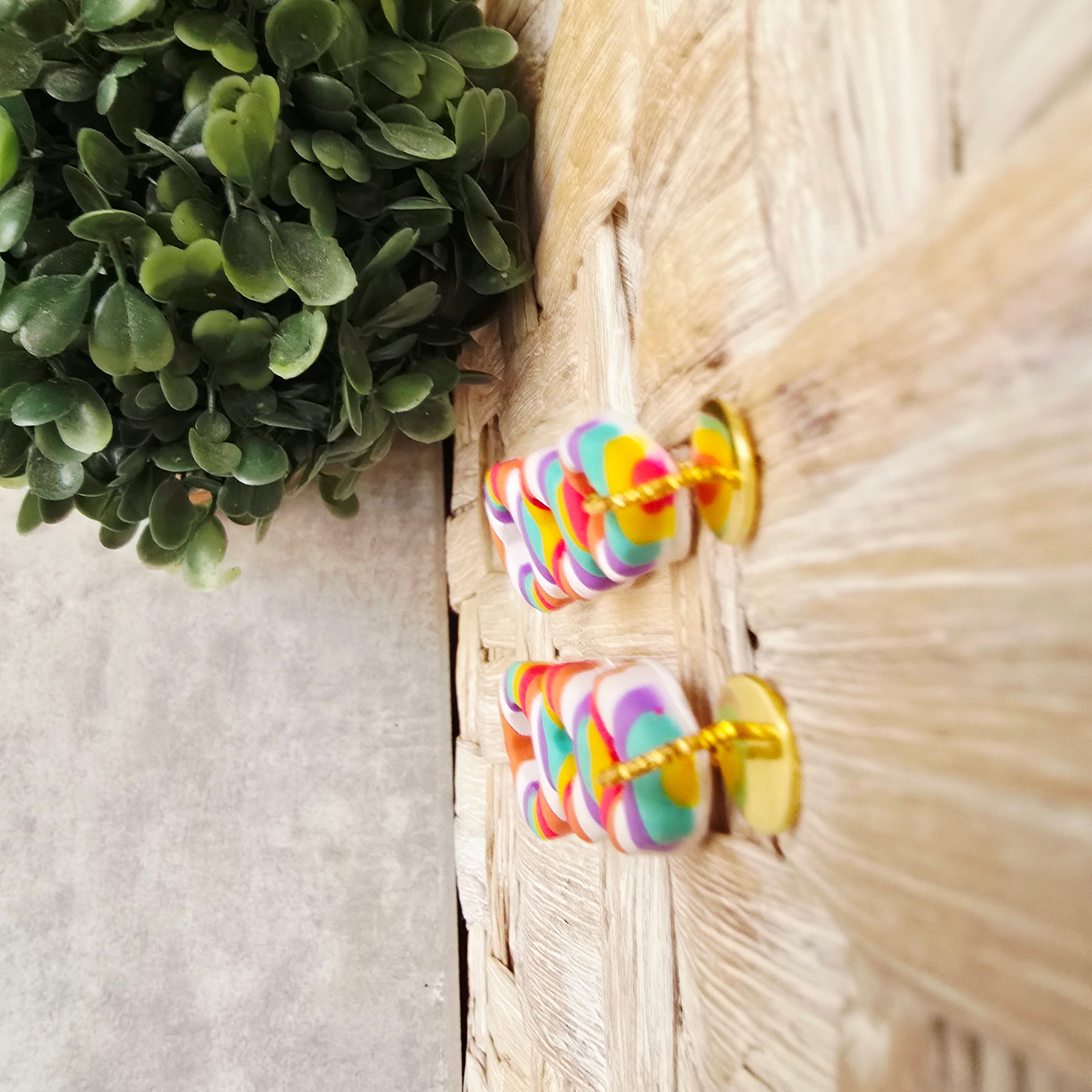 Candy Striped Triple Loop Cutout Drop Earrings