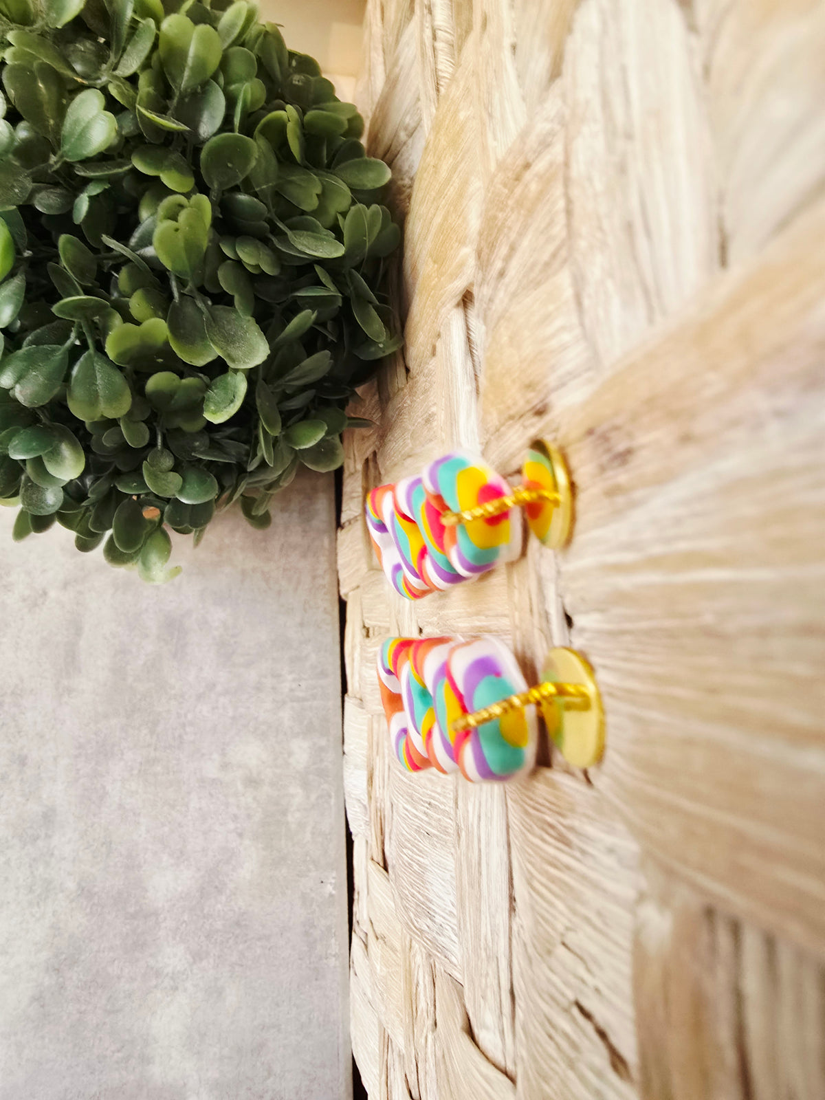 Candy Striped Triple Loop Cutout Drop Earrings