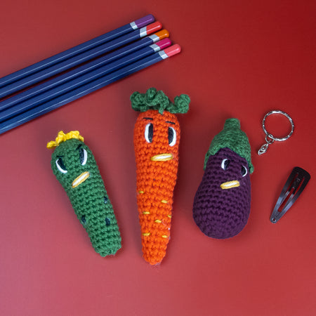 Fidget Clickers - Vegetables - Carrot, Cucumber, Eggplant - Set of 3