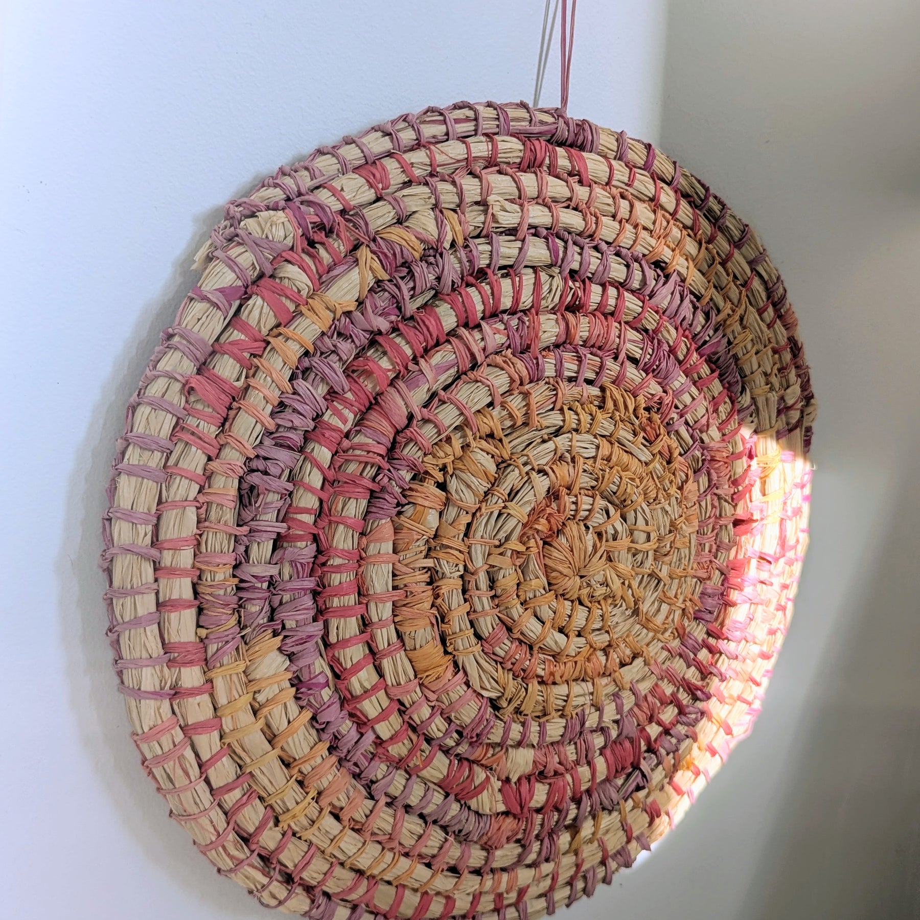 Woven Circle Wall Art | Wall Hanging | Sunrise Sunset Colours One only