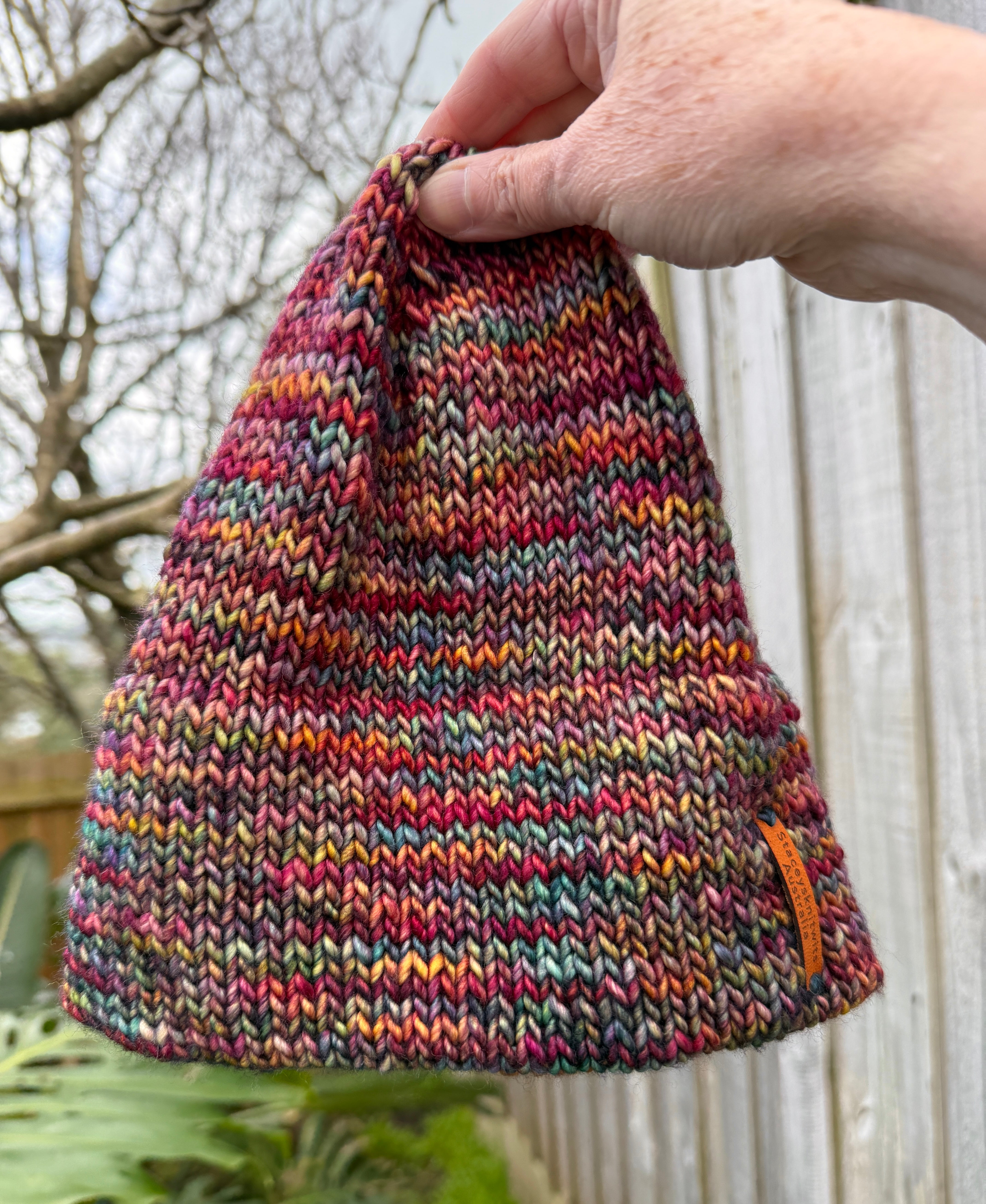 Hand Knitted Merino Beanie, Colorful unisex beanie