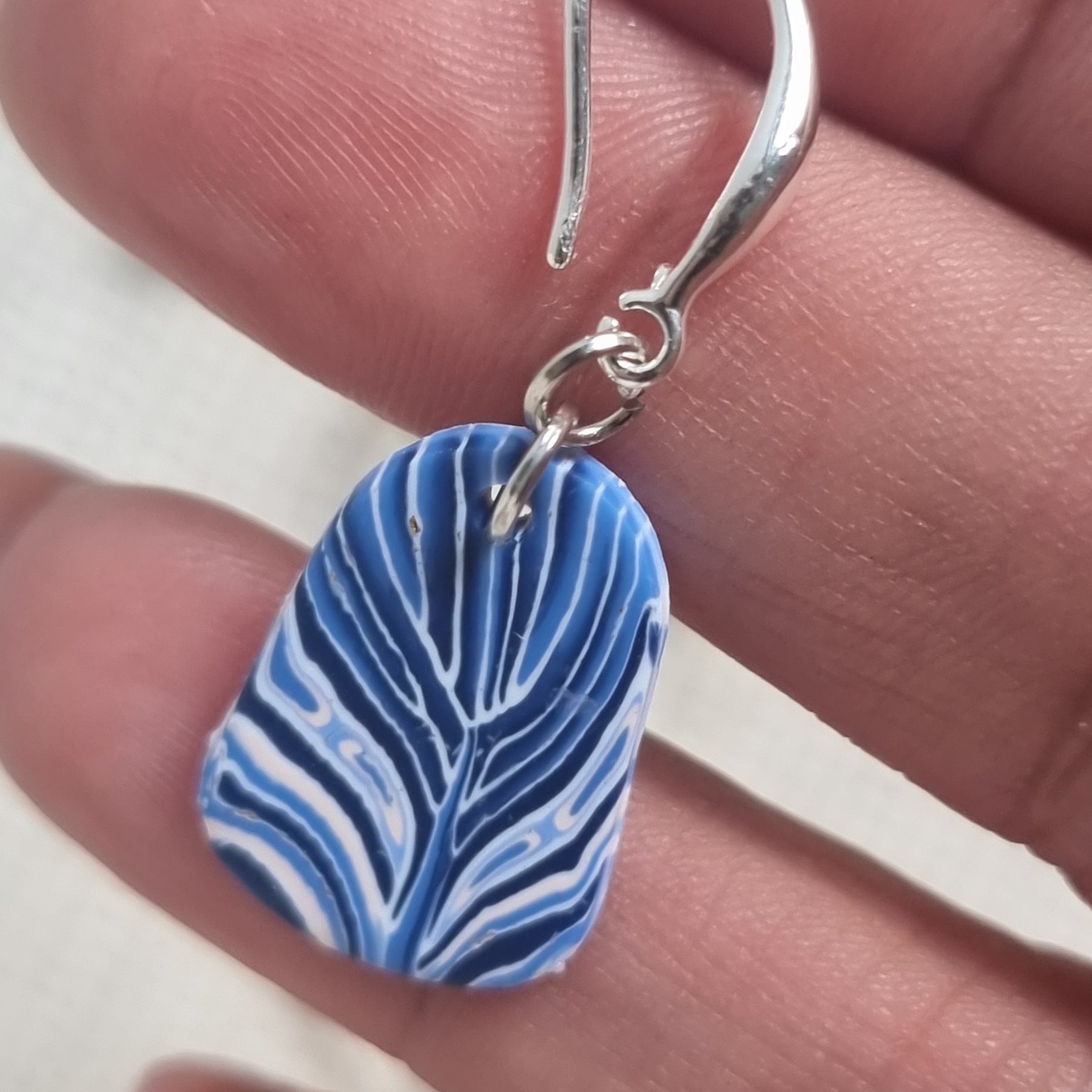Ocean Wave Feather Drop - Blue Drop Earrings