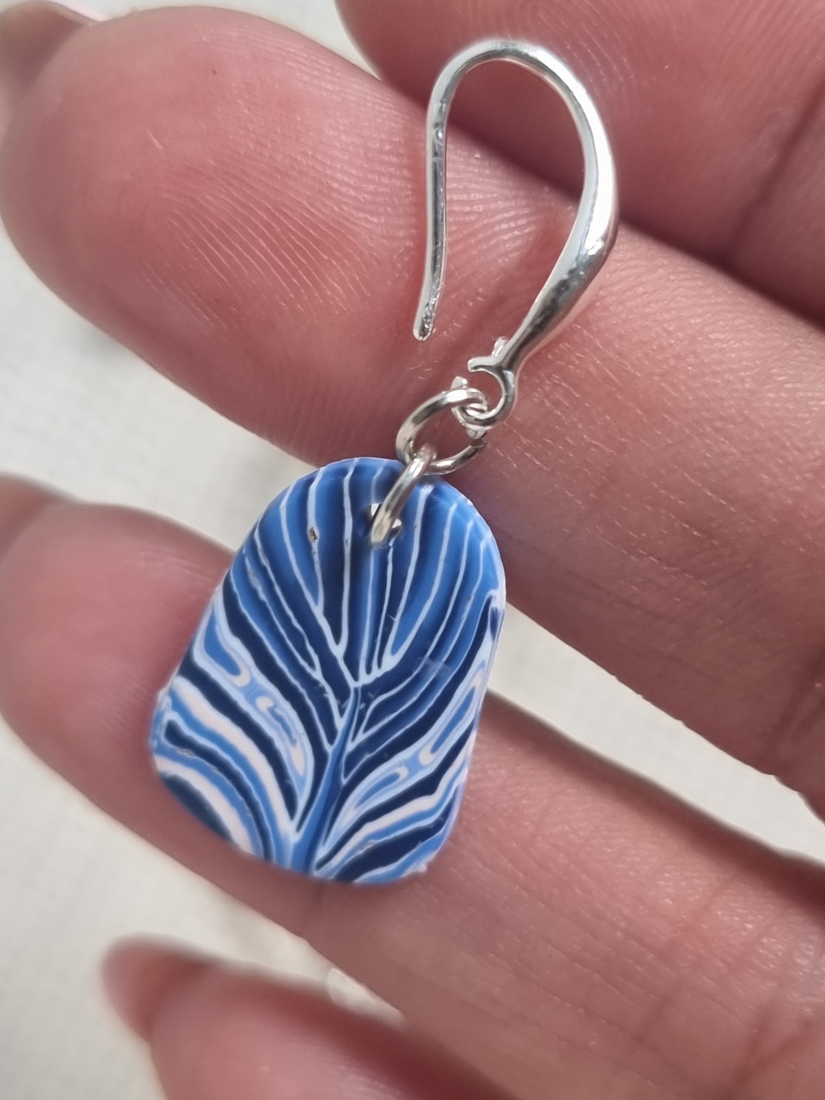 Ocean Wave Feather Drop - Blue Drop Earrings