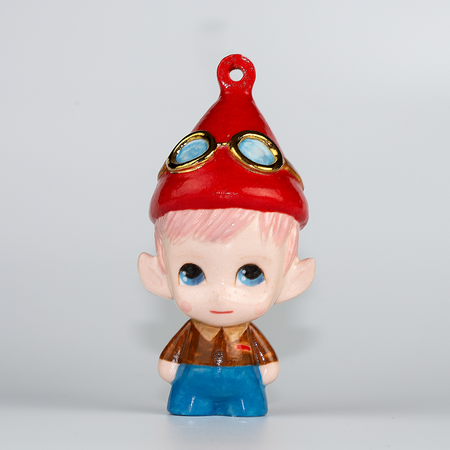 Handmade Porcelain Christmas ornament. One-of-a-kind. Malakai the Pilot Elf.