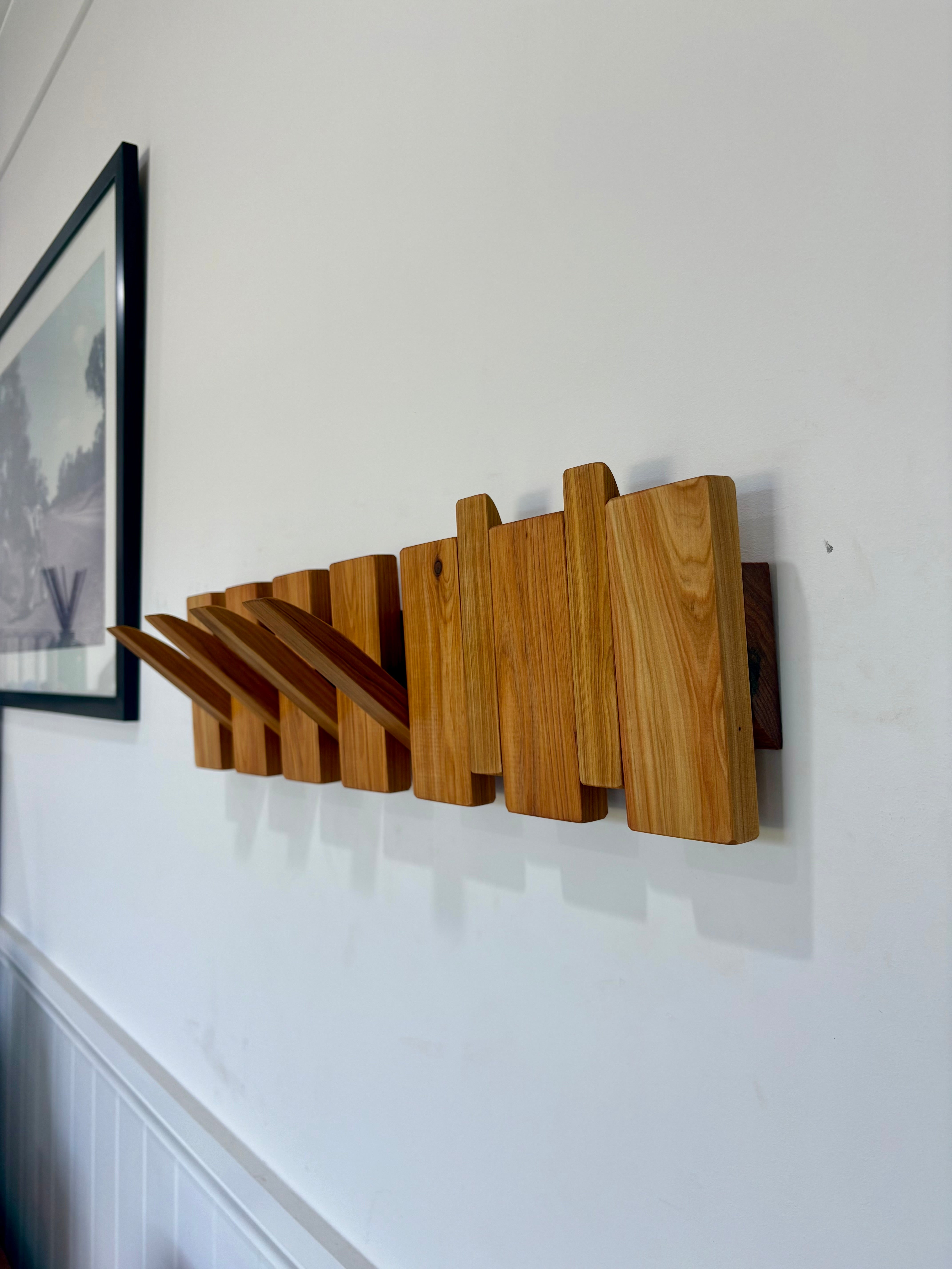 Cypress piano style coat rack extra wide