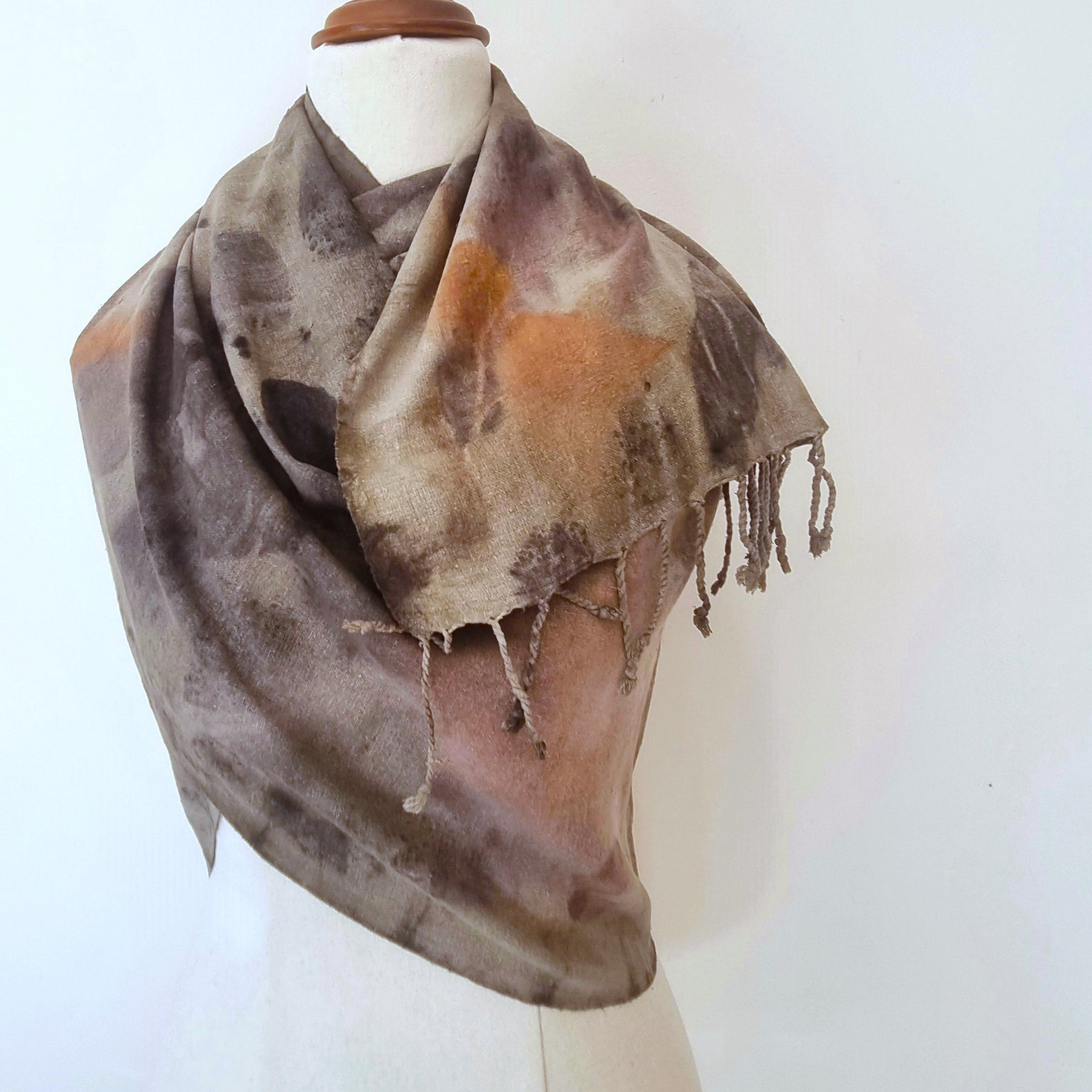 Raw Silk - Large Botanical Print Shawl - The Sienna
