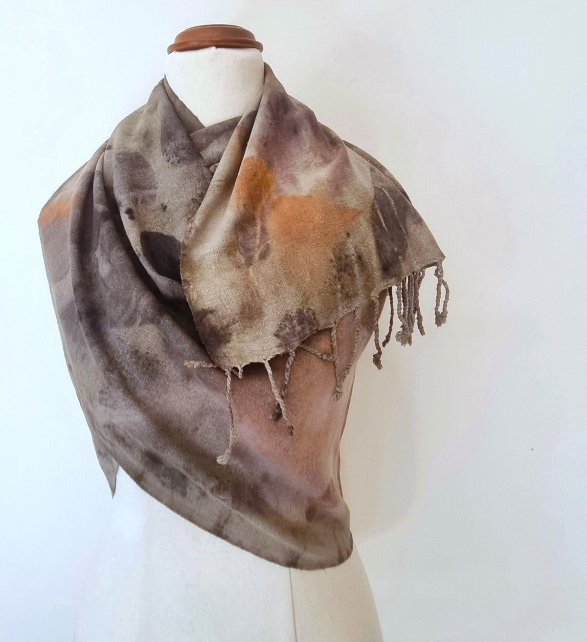 Raw Silk - Large Botanical Print Shawl - The Sienna