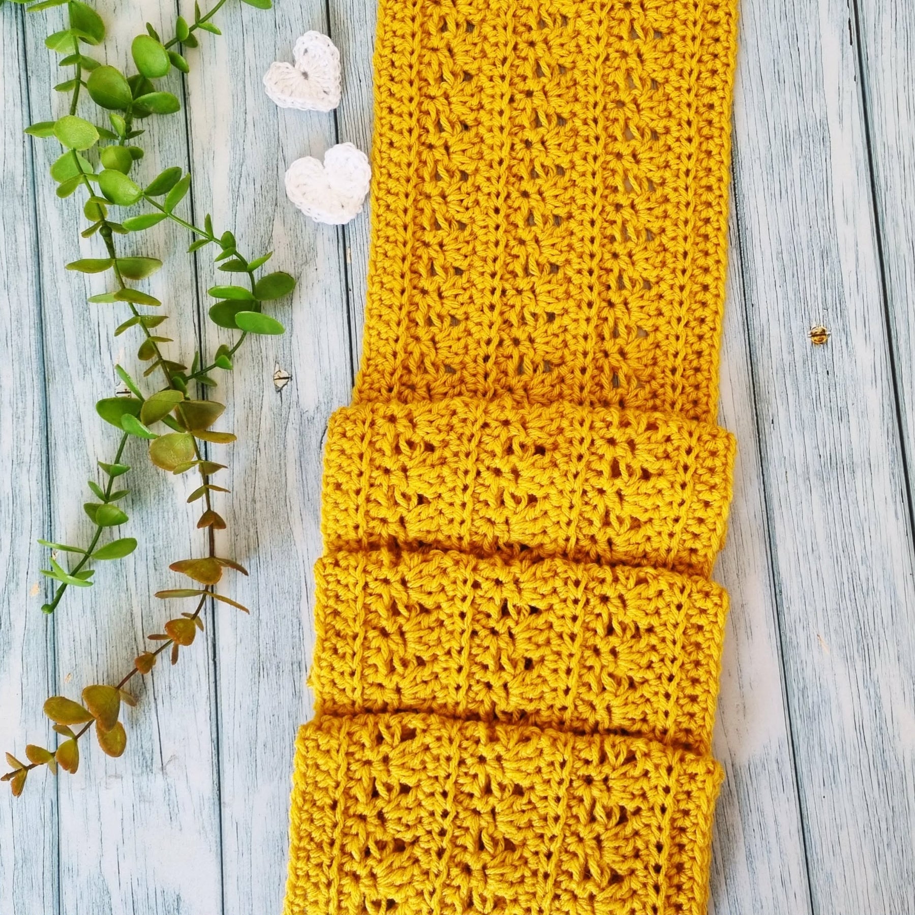 Crochet Blended Lines Scarf | Handmade Adult Scarf | Mustard