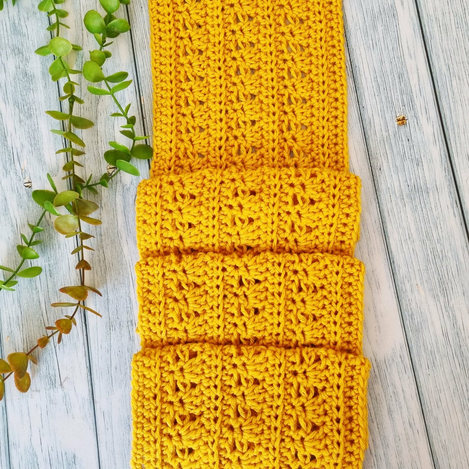 Crochet Blended Lines Scarf | Handmade Adult Scarf | Mustard