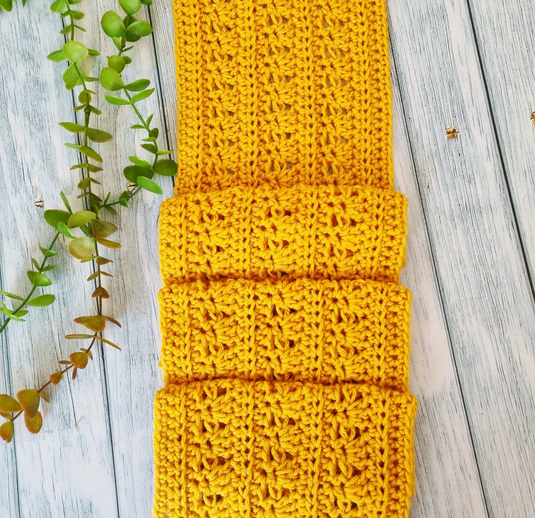 Crochet Blended Lines Scarf | Handmade Adult Scarf | Mustard