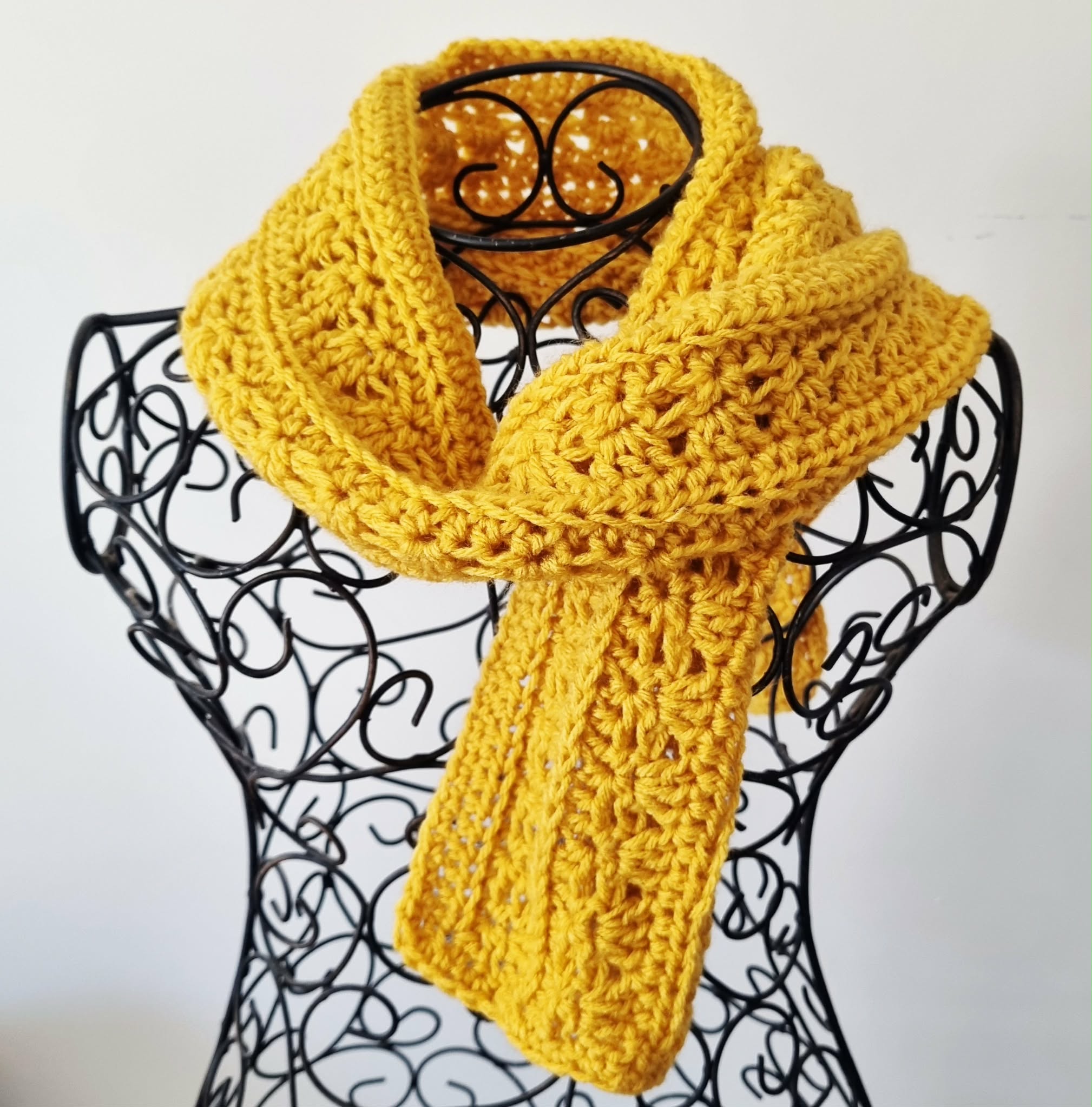 Crochet Blended Lines Scarf | Handmade Adult Scarf | Mustard