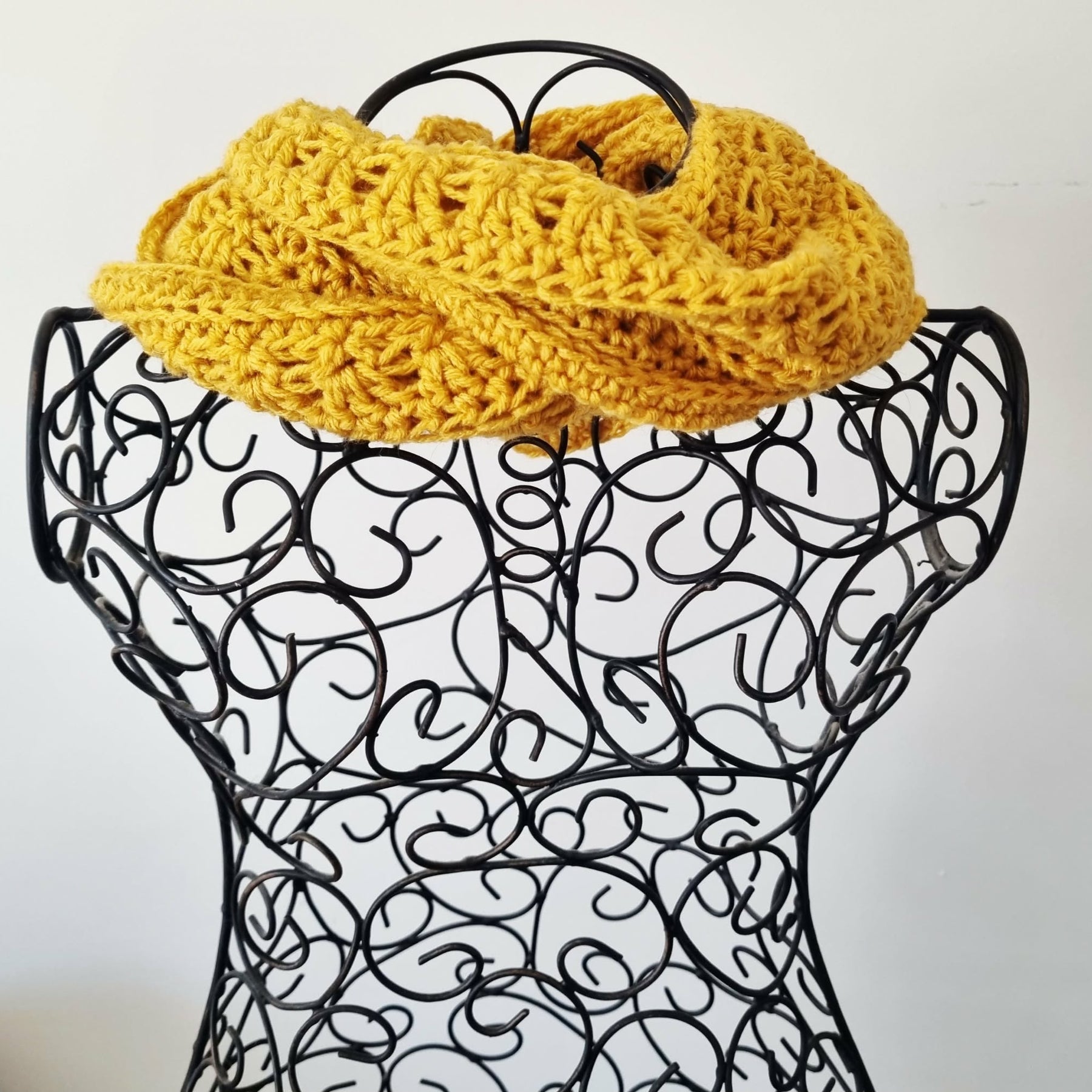 Crochet Blended Lines Scarf | Handmade Adult Scarf | Mustard