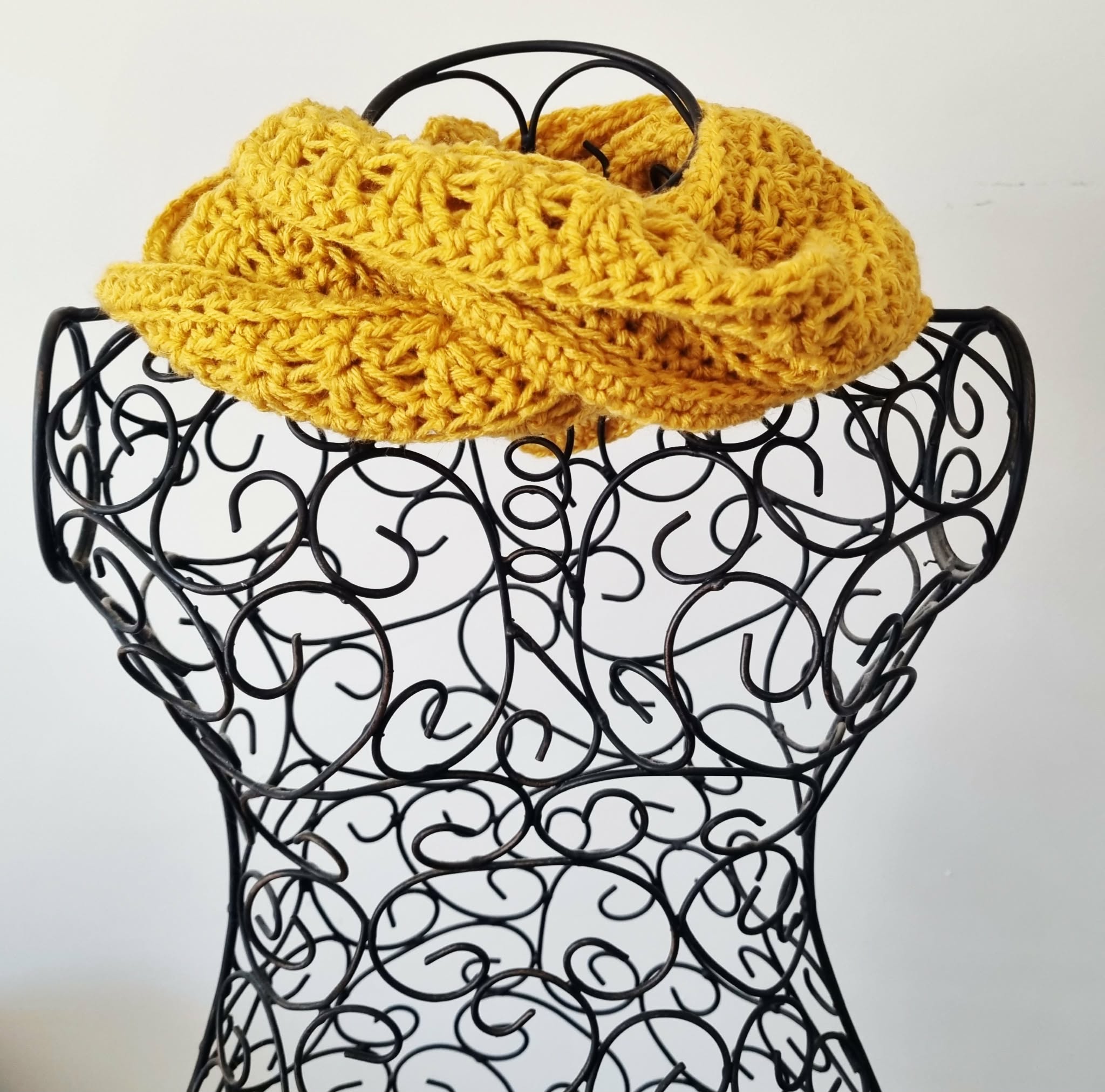 Crochet Blended Lines Scarf | Handmade Adult Scarf | Mustard