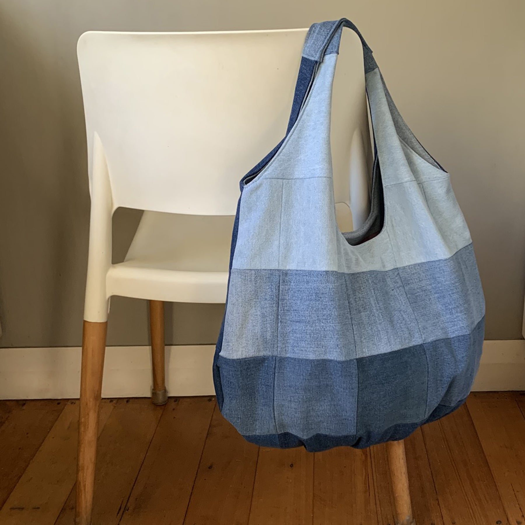 Large Handmade Upcycled Denim Patchwork Shoulder Bag