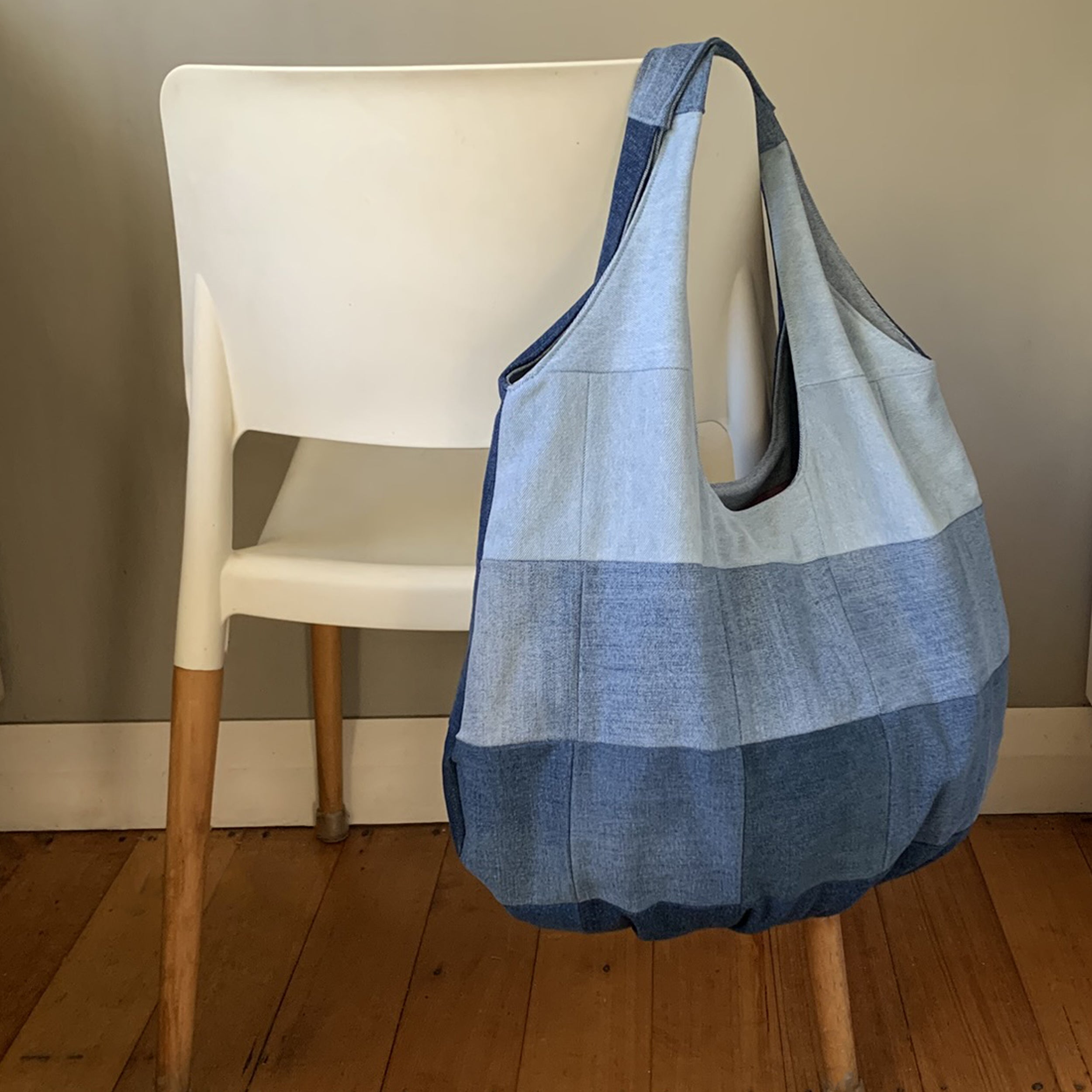 Large Handmade Upcycled Denim Patchwork Shoulder Bag