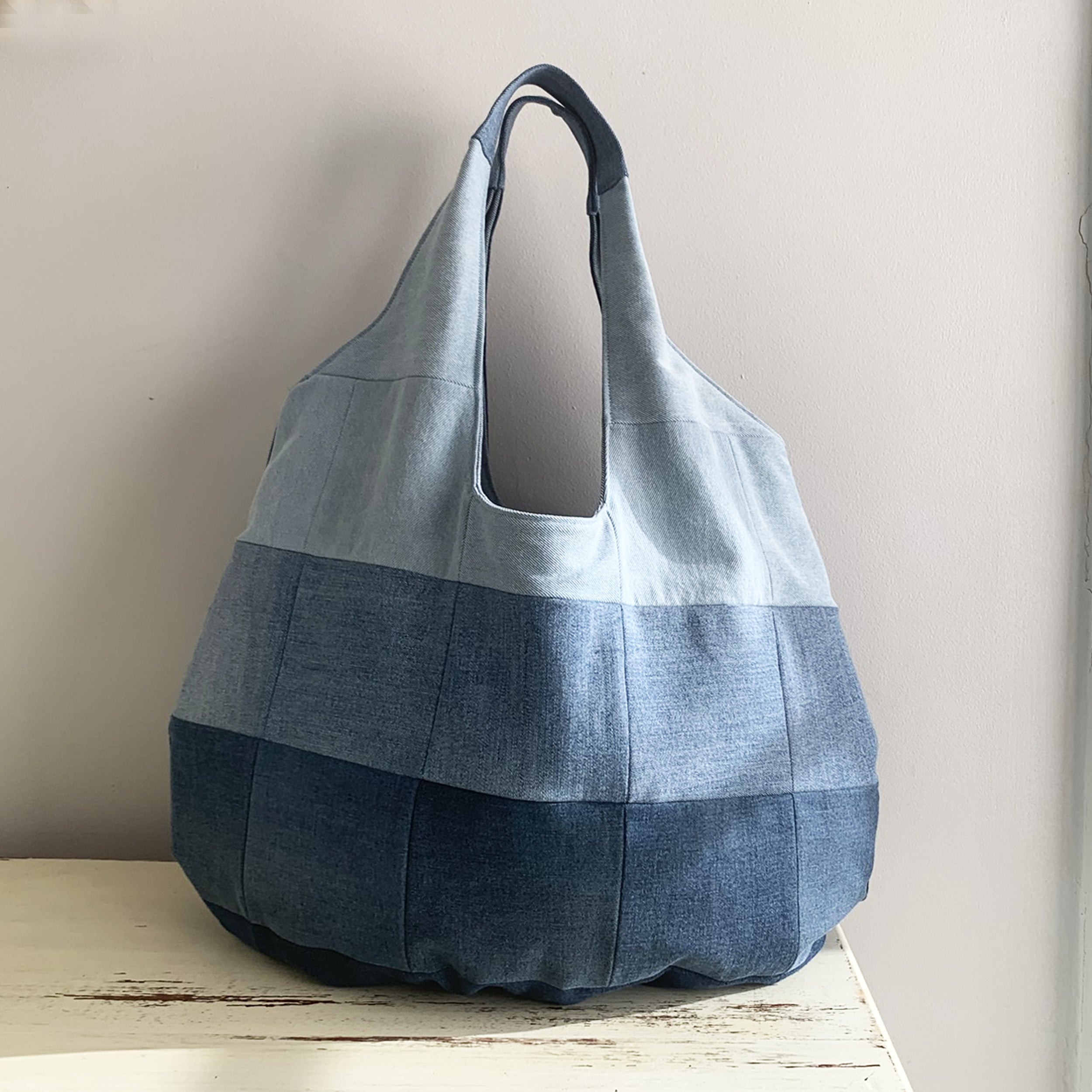 Large Handmade Upcycled Denim Patchwork Shoulder Bag