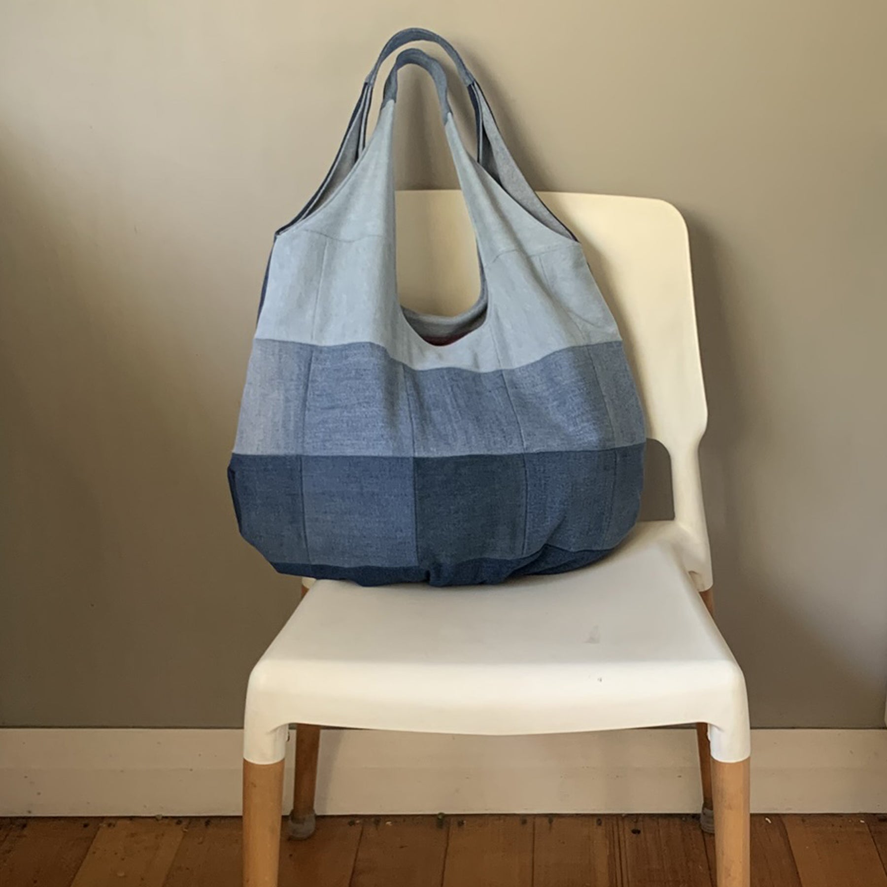 Large Handmade Upcycled Denim Patchwork Shoulder Bag
