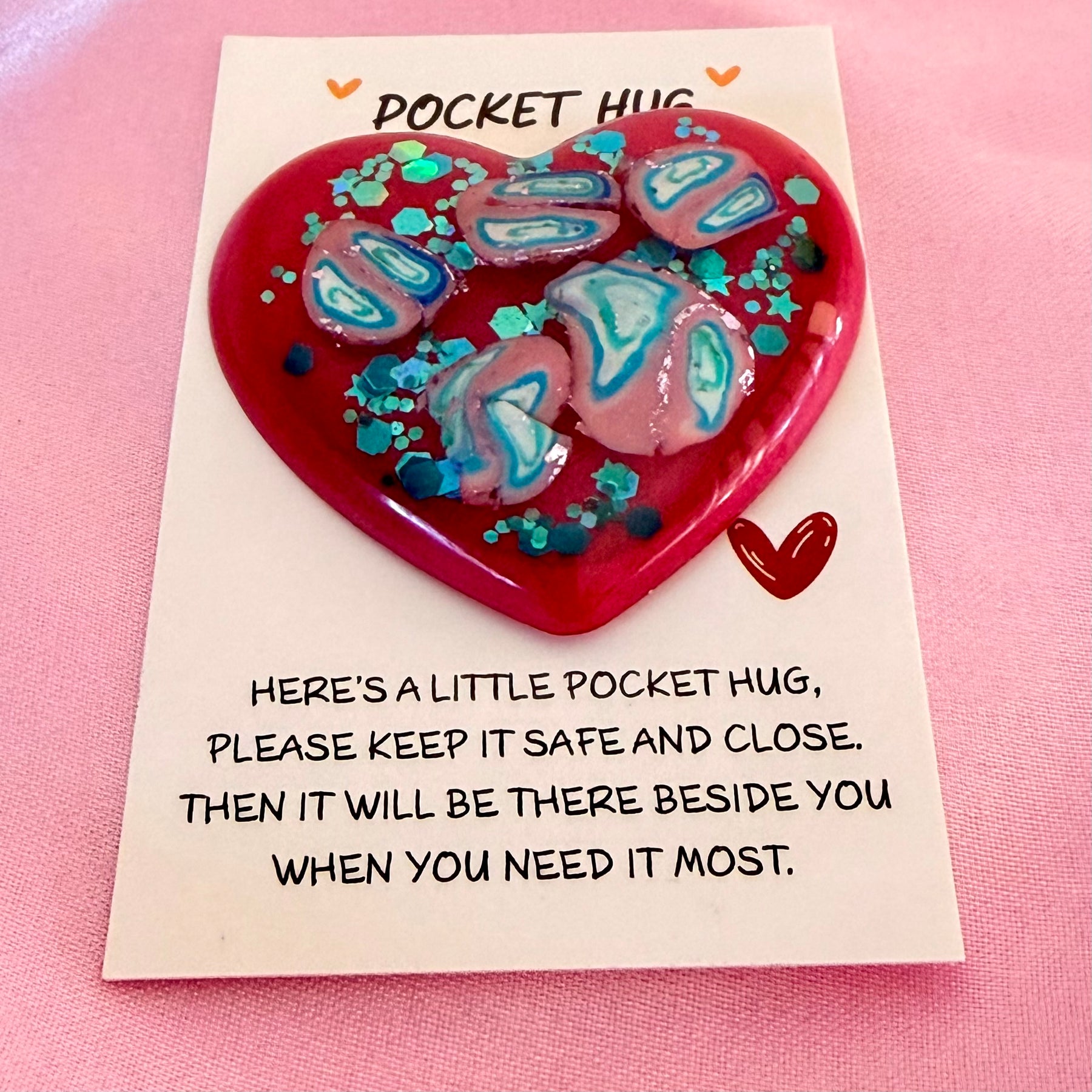 Pink And Aqua Pocket Hug
