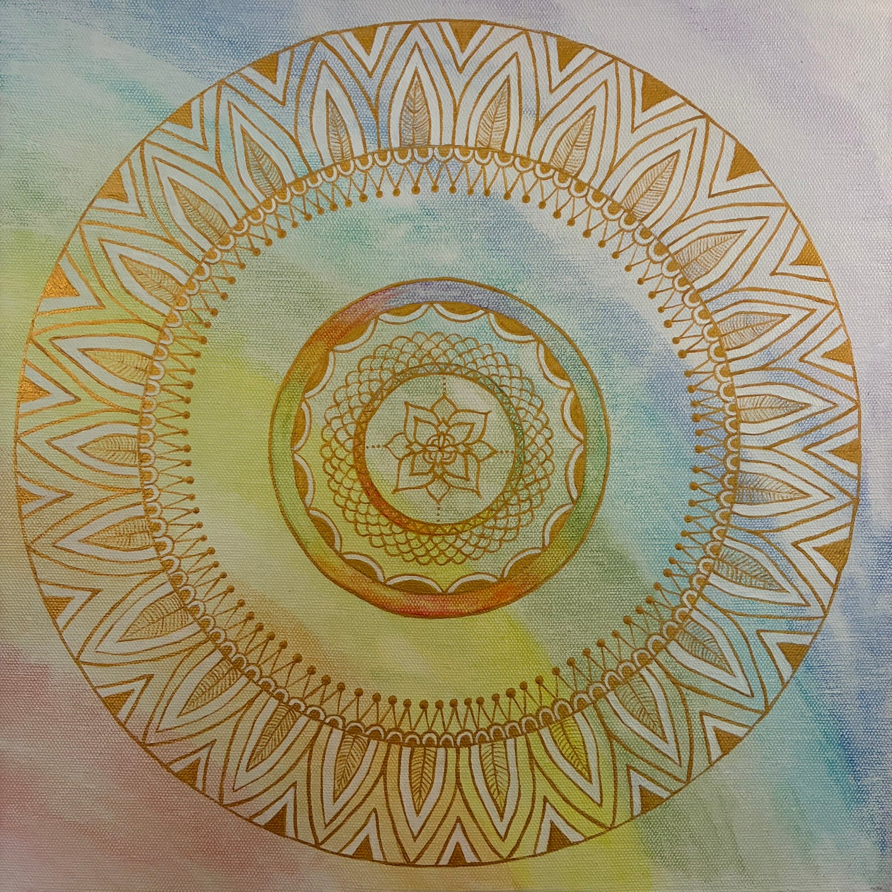 Painting - "Rainbow Light Waves" (Acrylic on Canvas) Original
