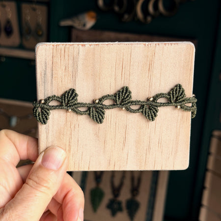Macrame Vine Leaf Bracelet - earthy forest fae collection
