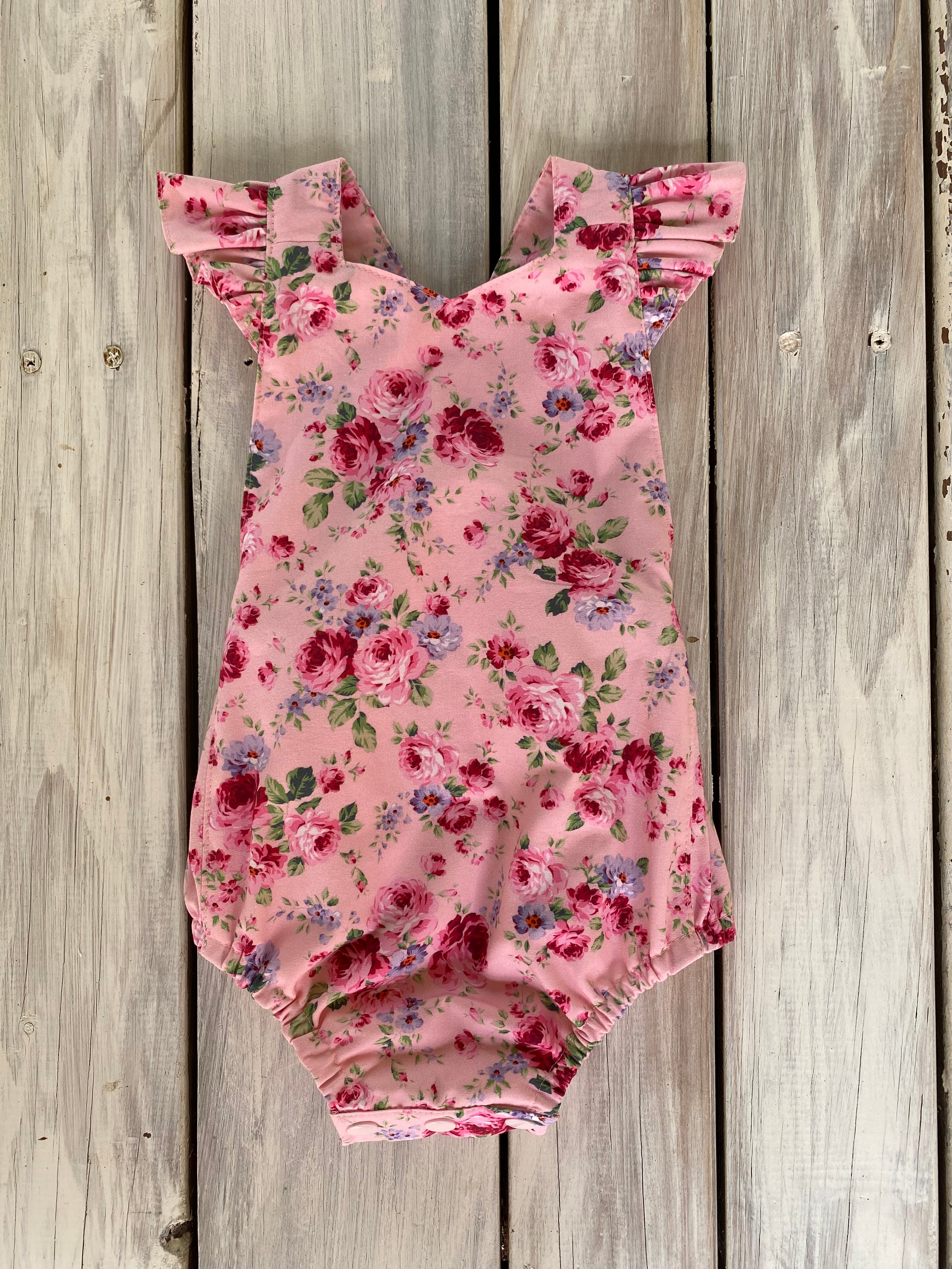 Pink Dahlia Astoria Romper Handmade Size 0