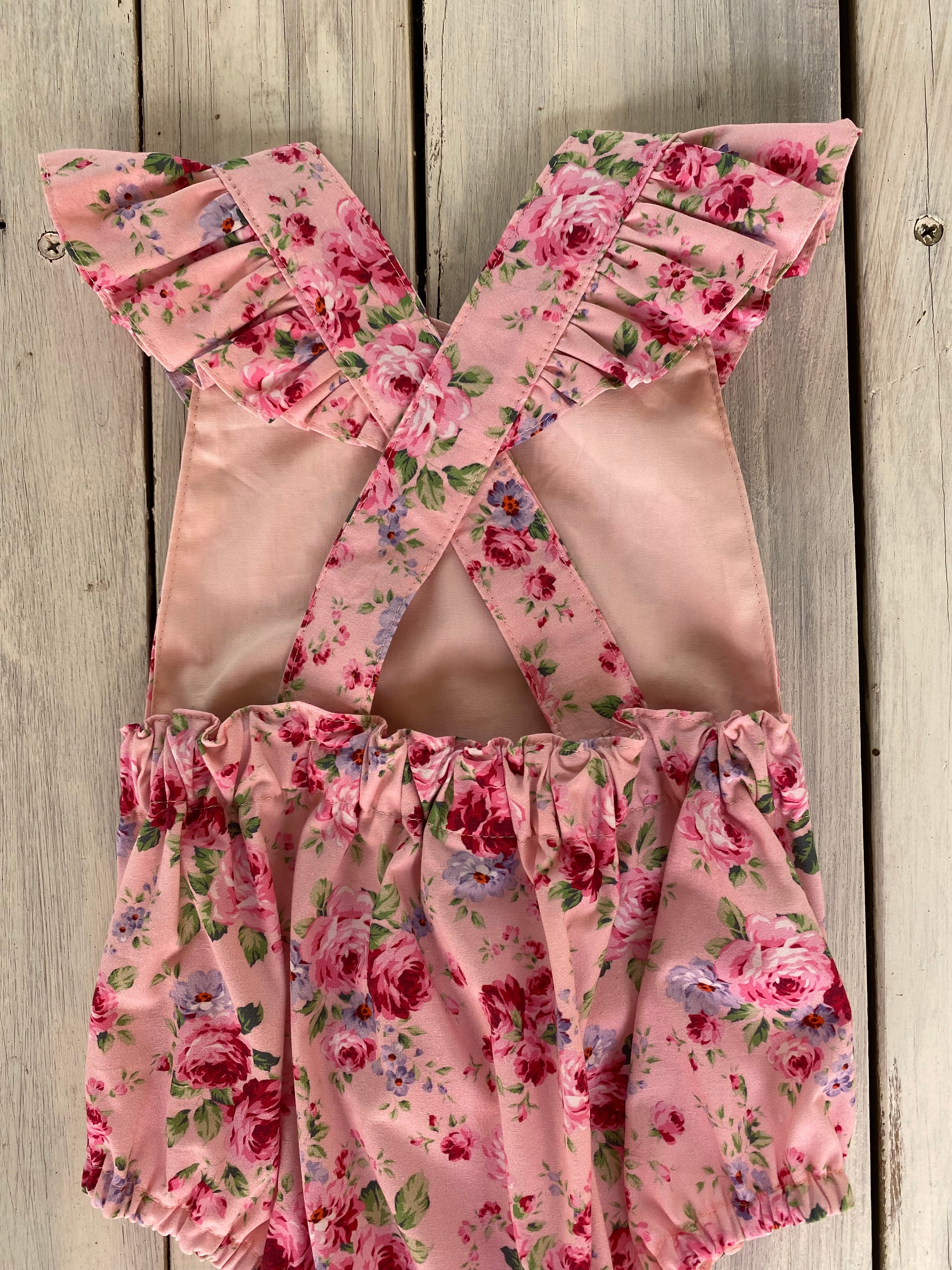 Pink Dahlia Astoria Romper Handmade Size 0