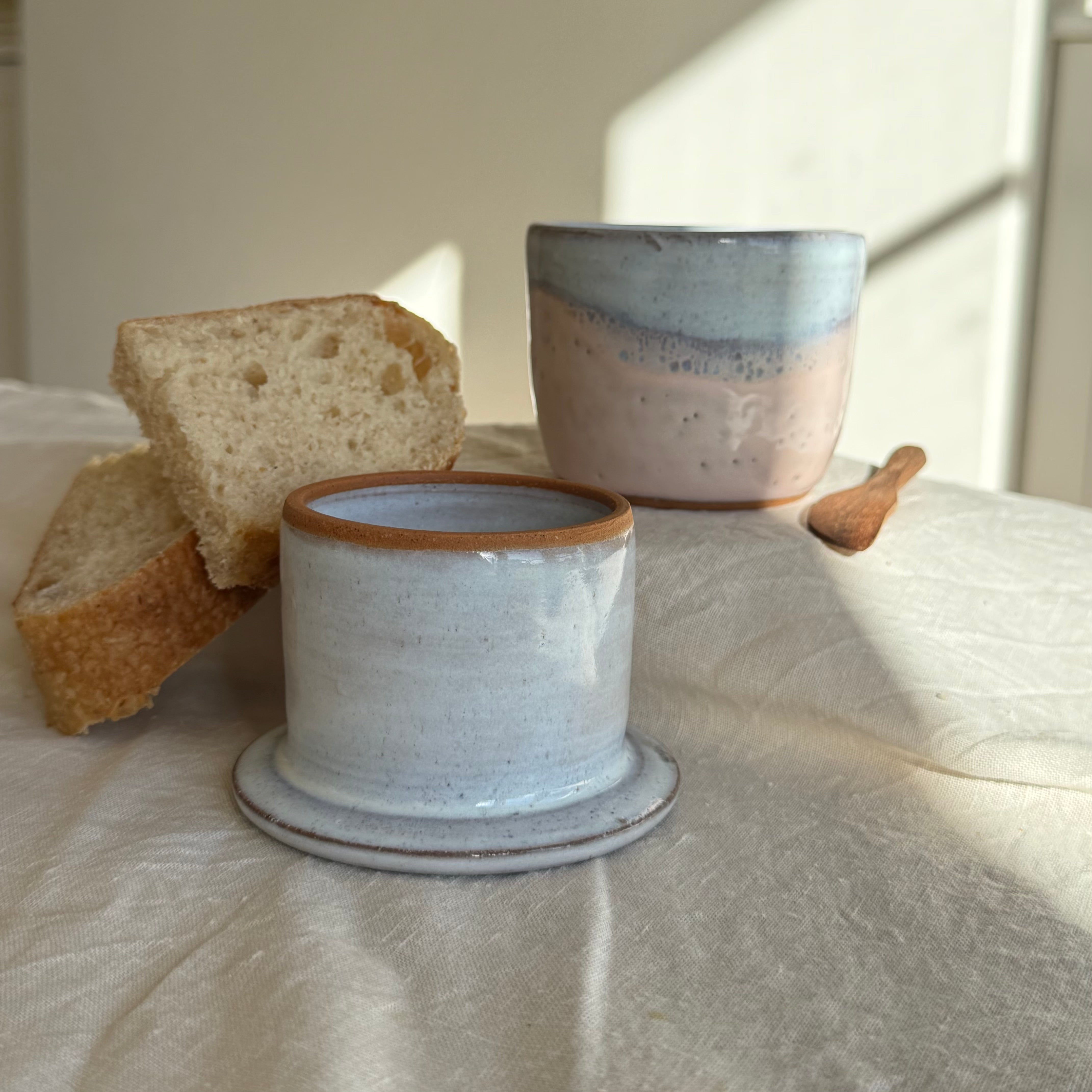 French Butter Keeper with Wooden Knife | Wheel Thrown Ceramic